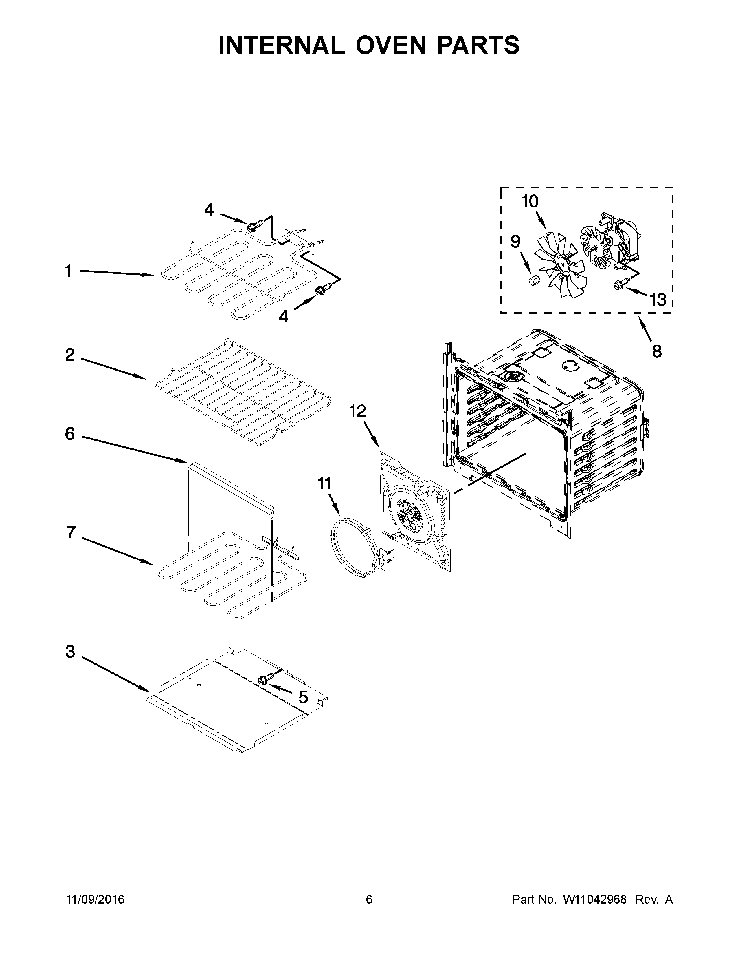 Whirlpool WOS92EC0AH04 internal oven parts diagram