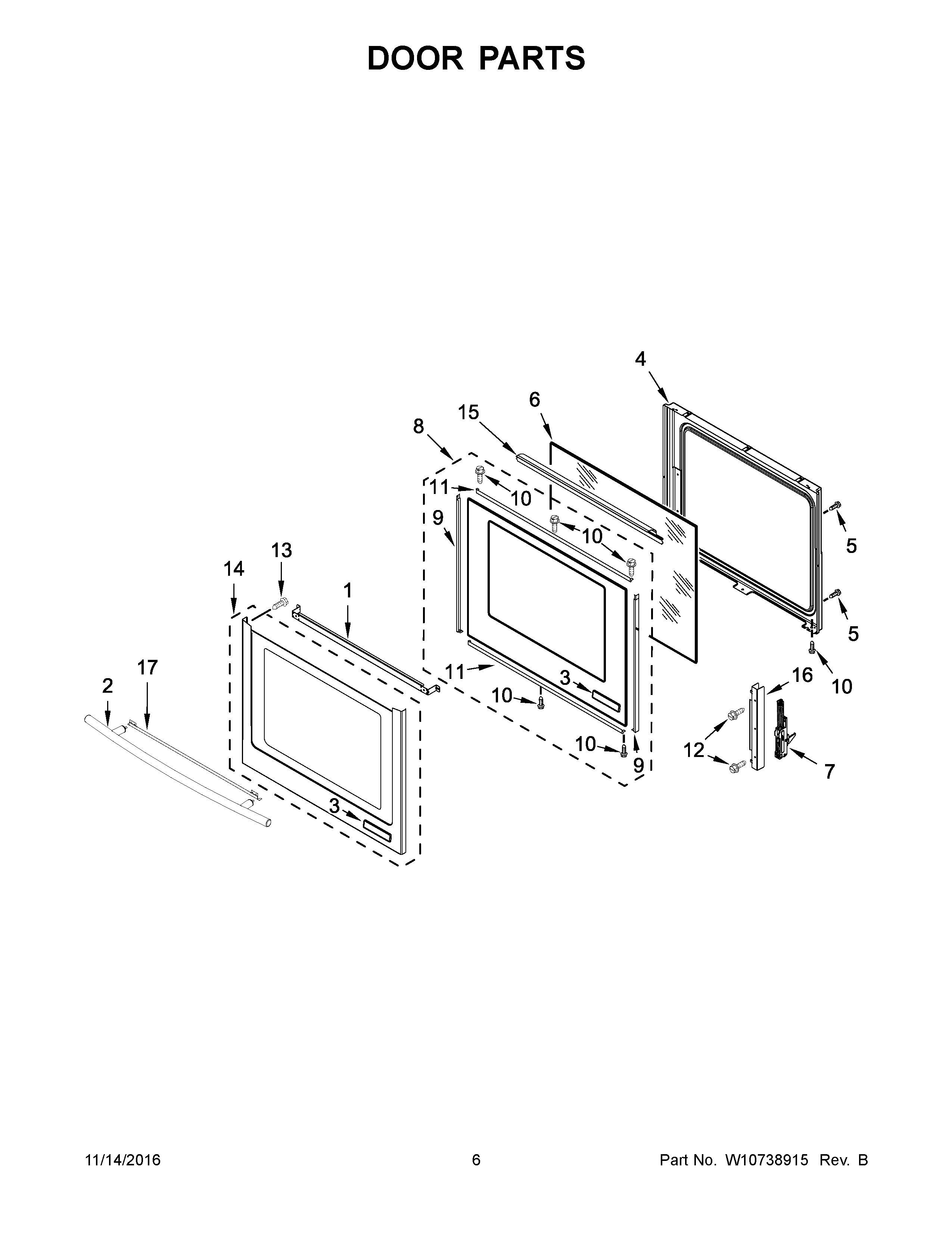 Jenn-Air JES1450CDS0 door parts diagram