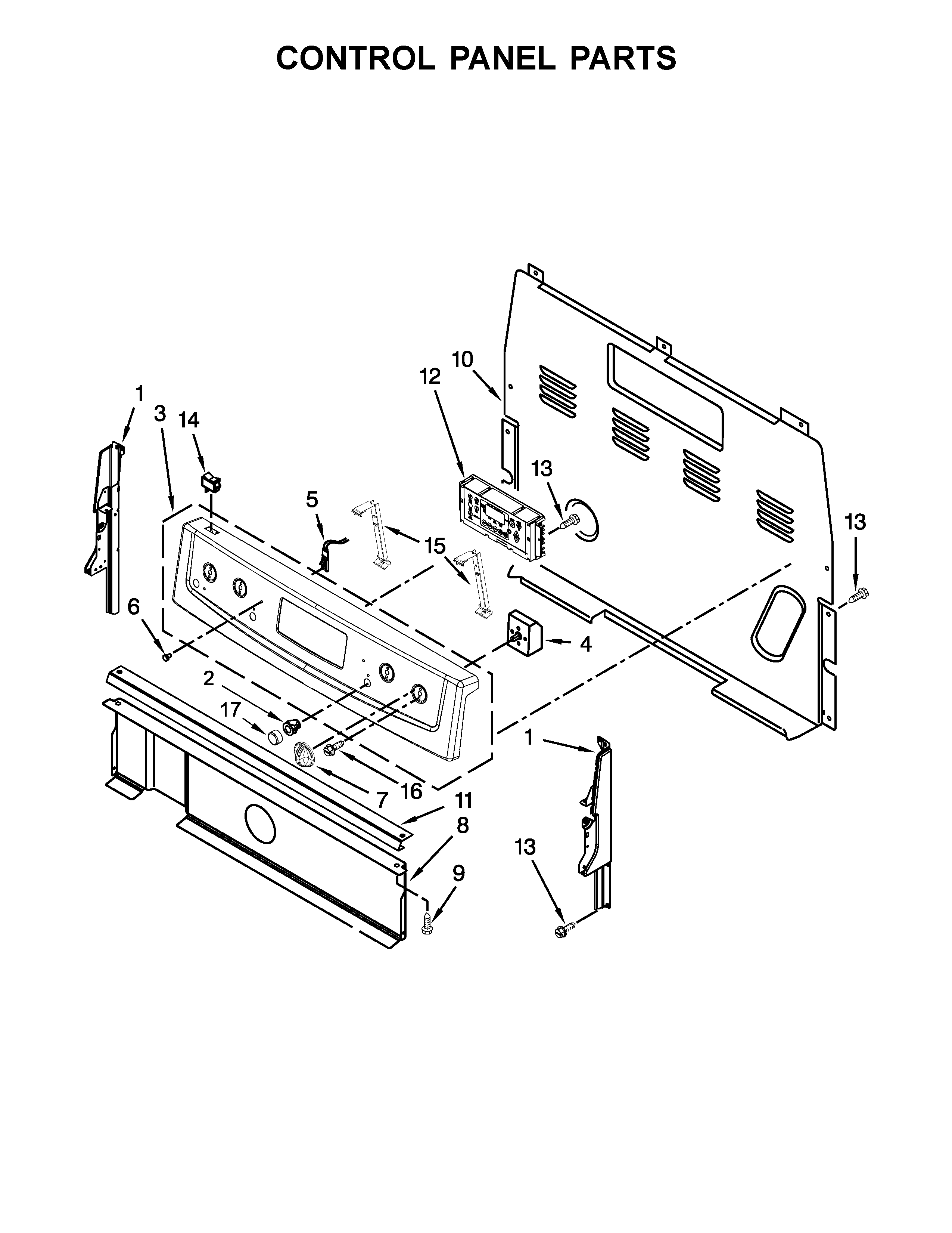 Whirlpool WFE530C0EW0 control panel parts diagram
