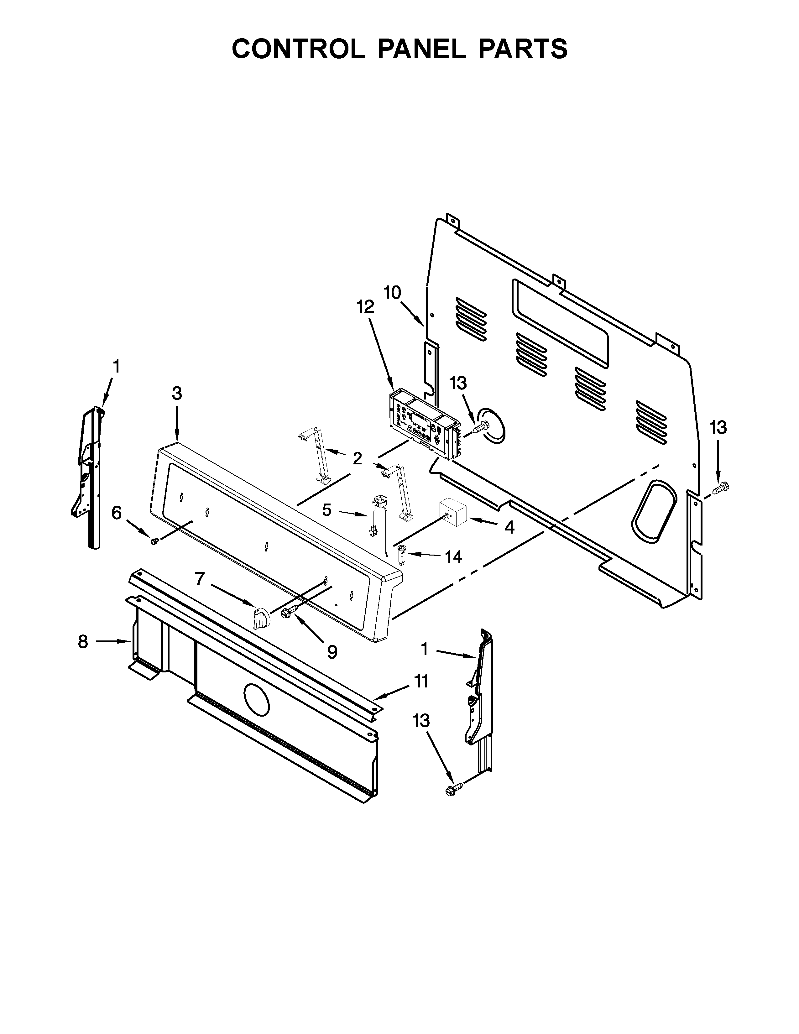 Whirlpool YWFE510S0EB0 control panel parts diagram
