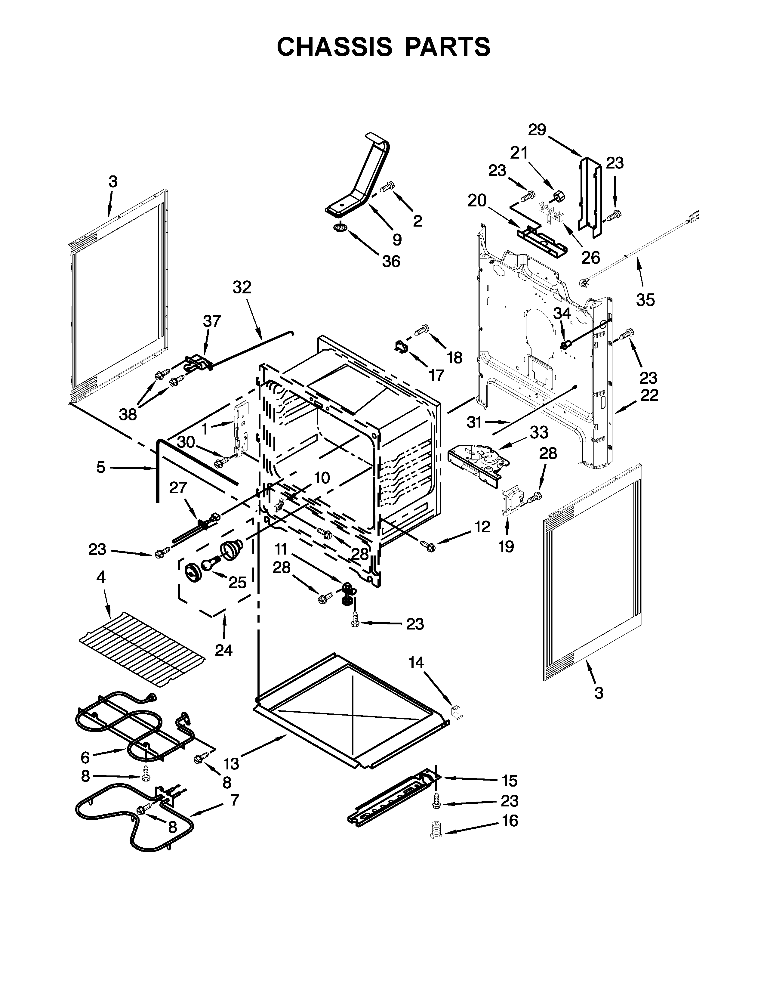 Whirlpool YWFE510S0EB0 chassis parts diagram