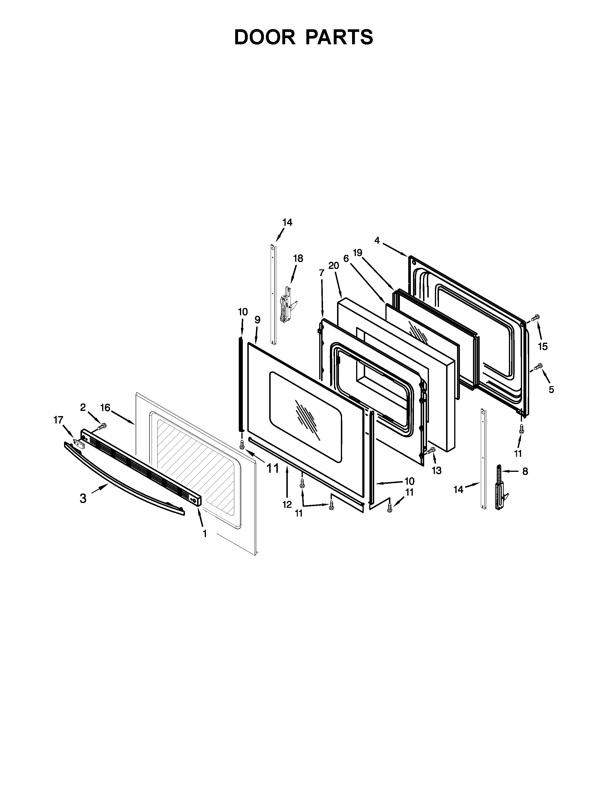 Whirlpool YWFE510S0EB0 door parts diagram