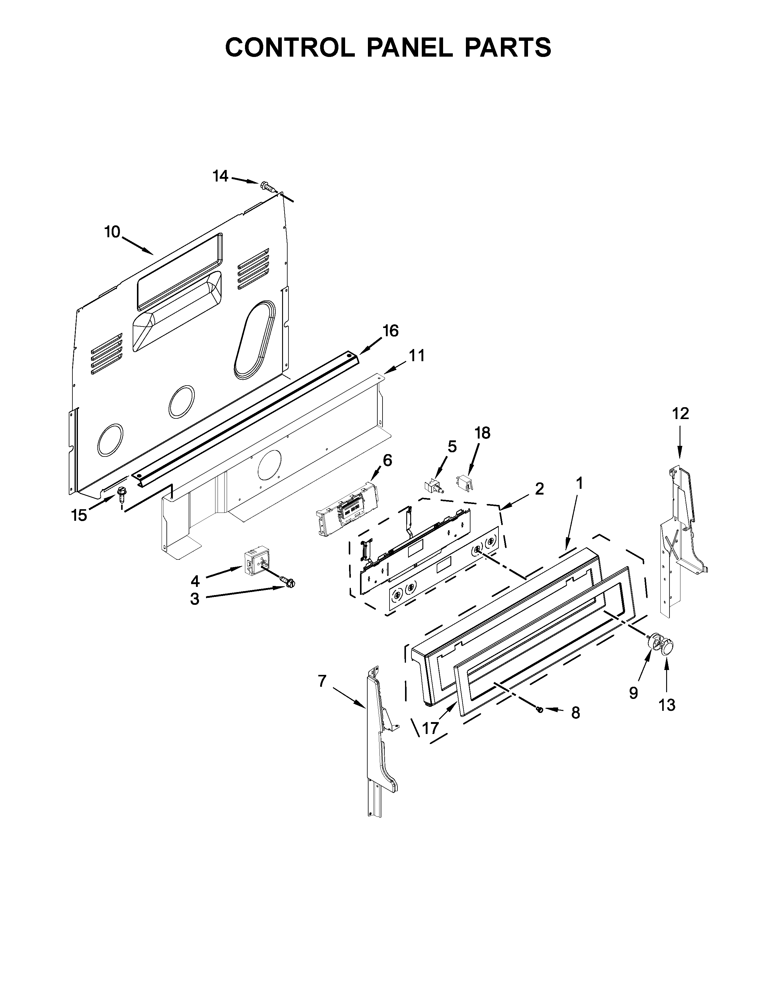 KitchenAid KFEG500EBL0 control panel parts diagram