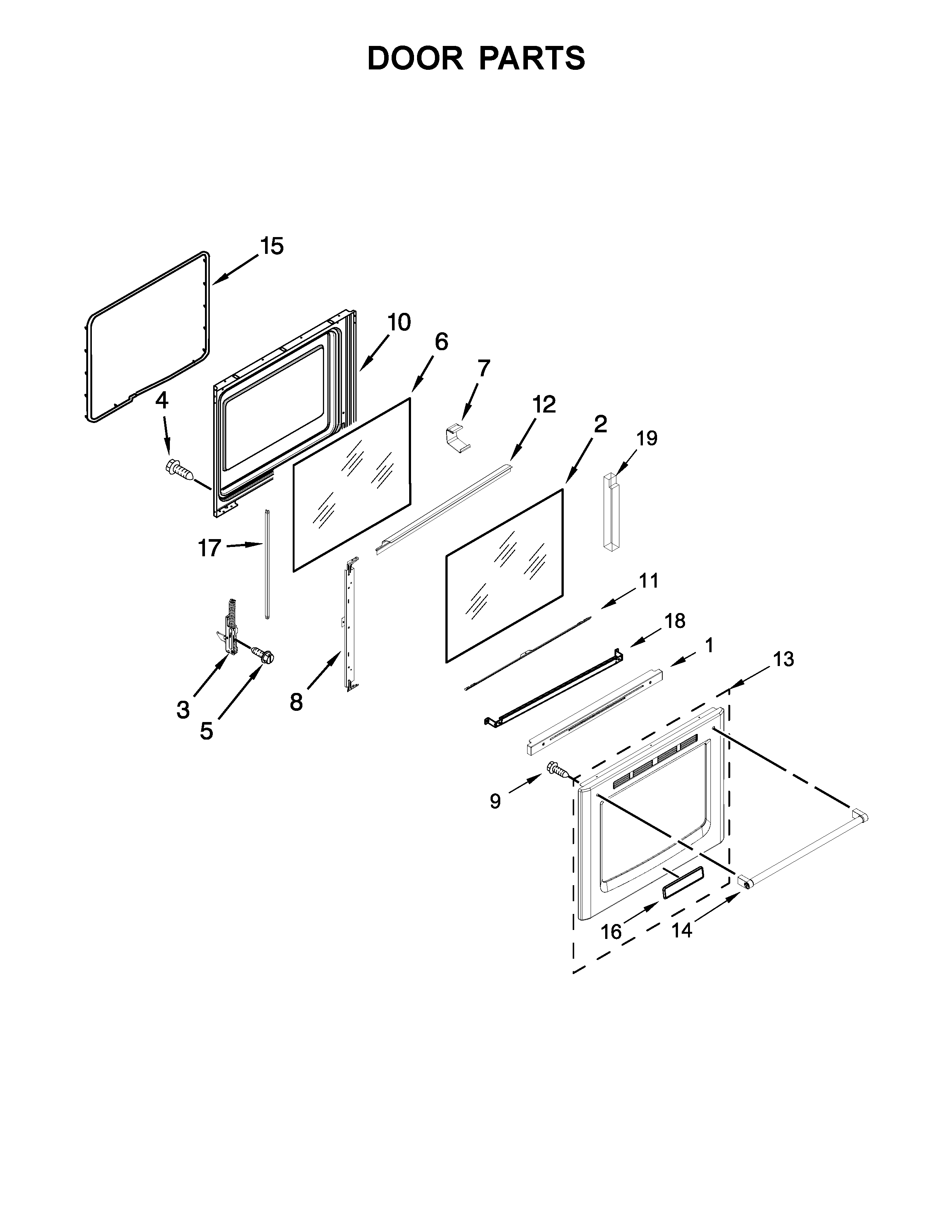 KitchenAid KFEG500EBL0 door parts diagram