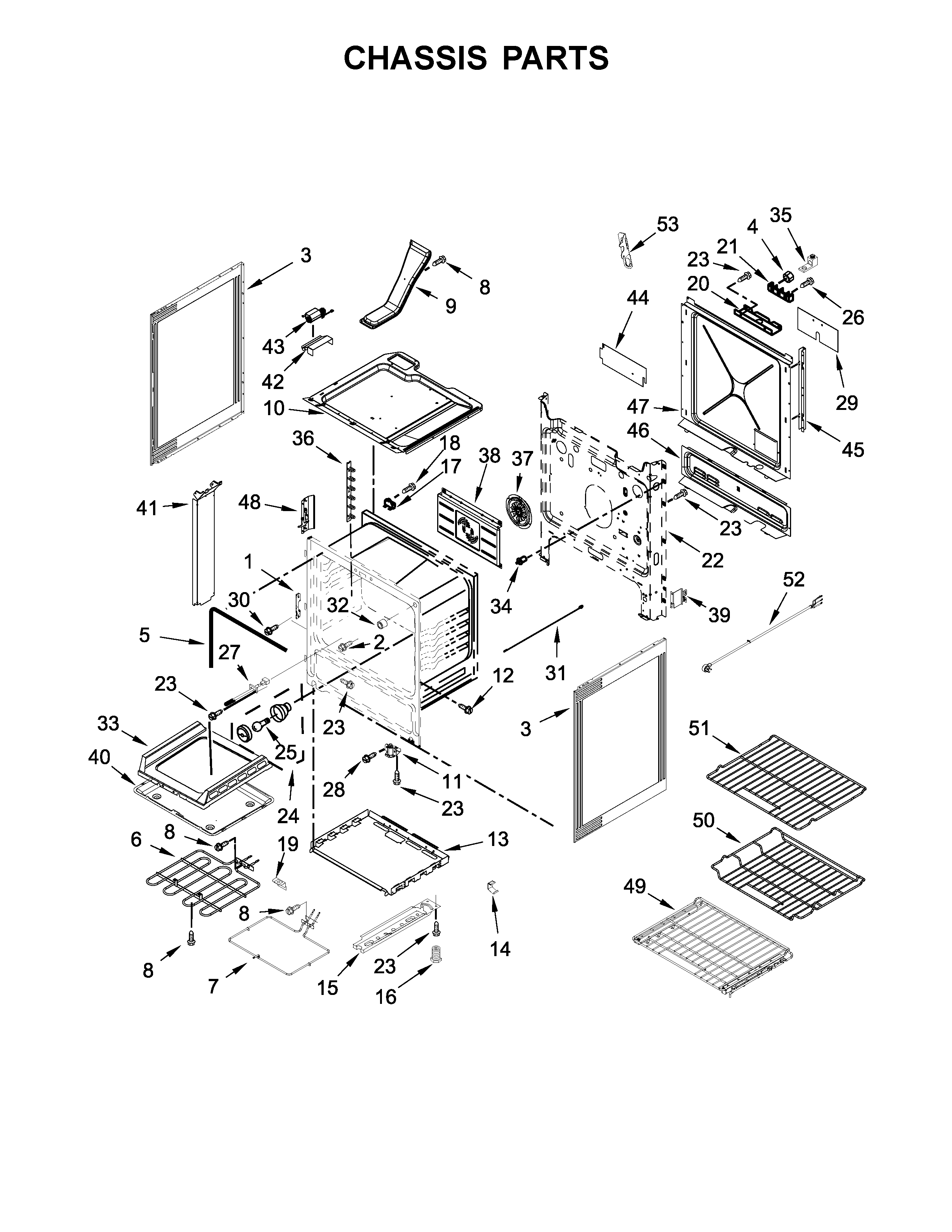 Jenn-Air JES1750EB0 chassis parts diagram