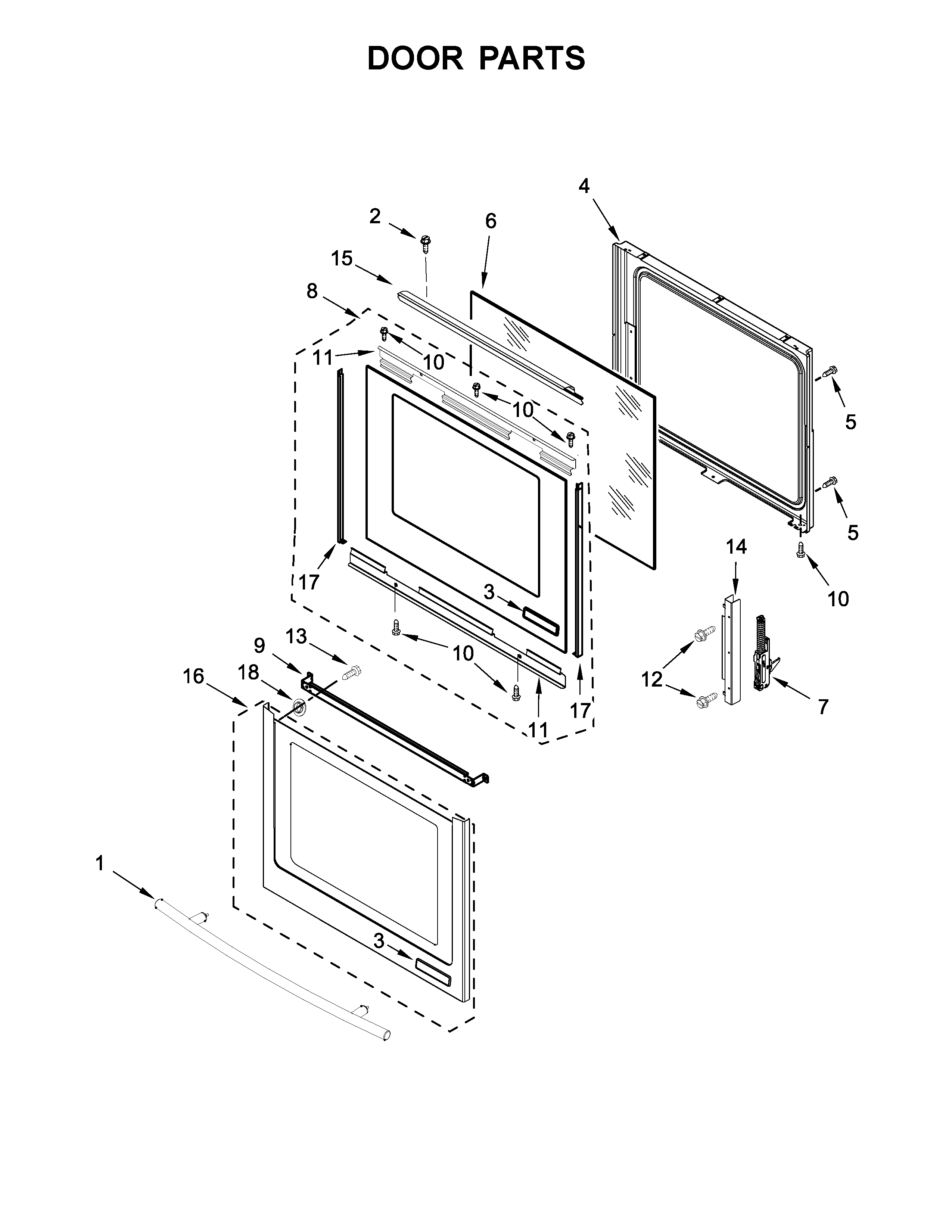 Jenn-Air JES1750EB0 door parts diagram