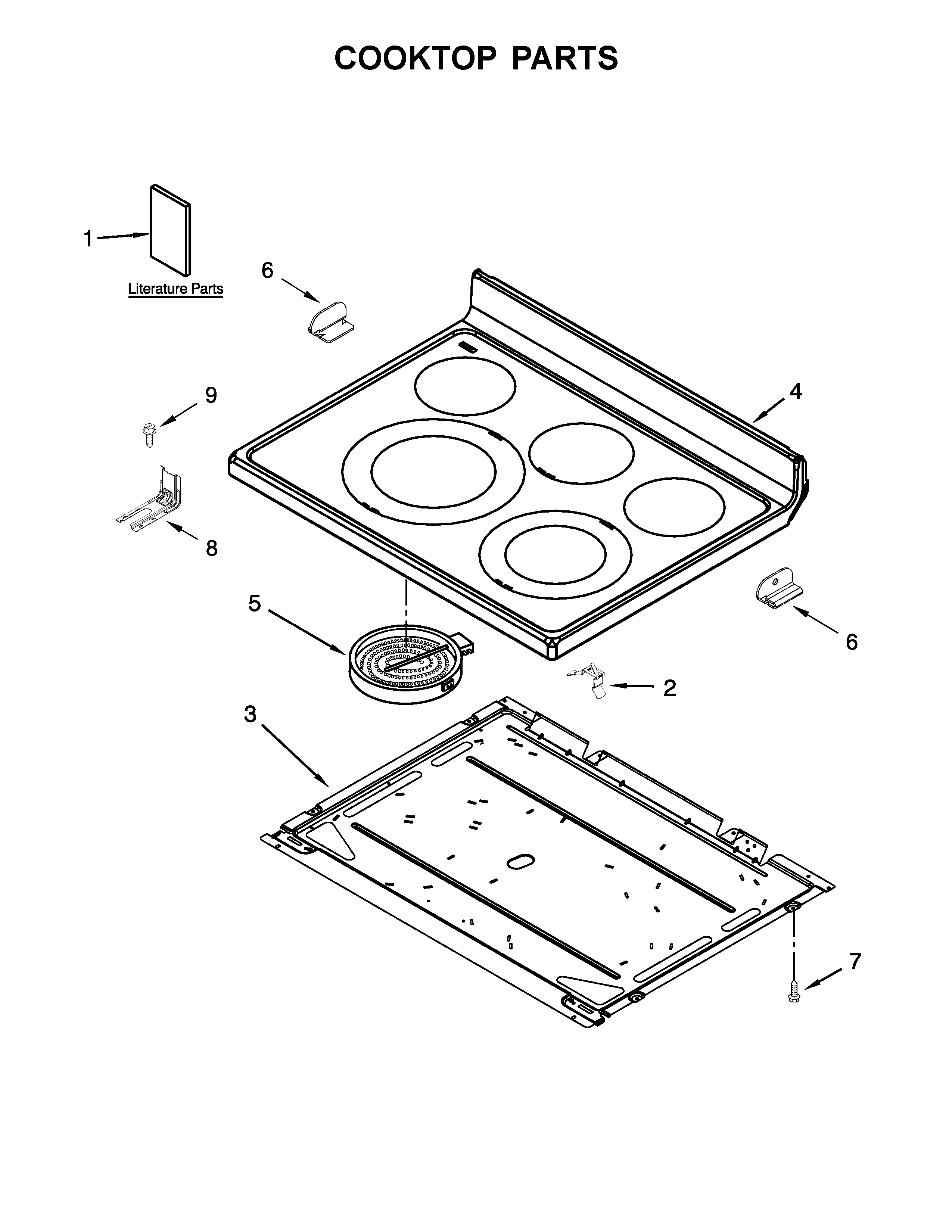Whirlpool YWFE530C0EB0 cooktop parts diagram
