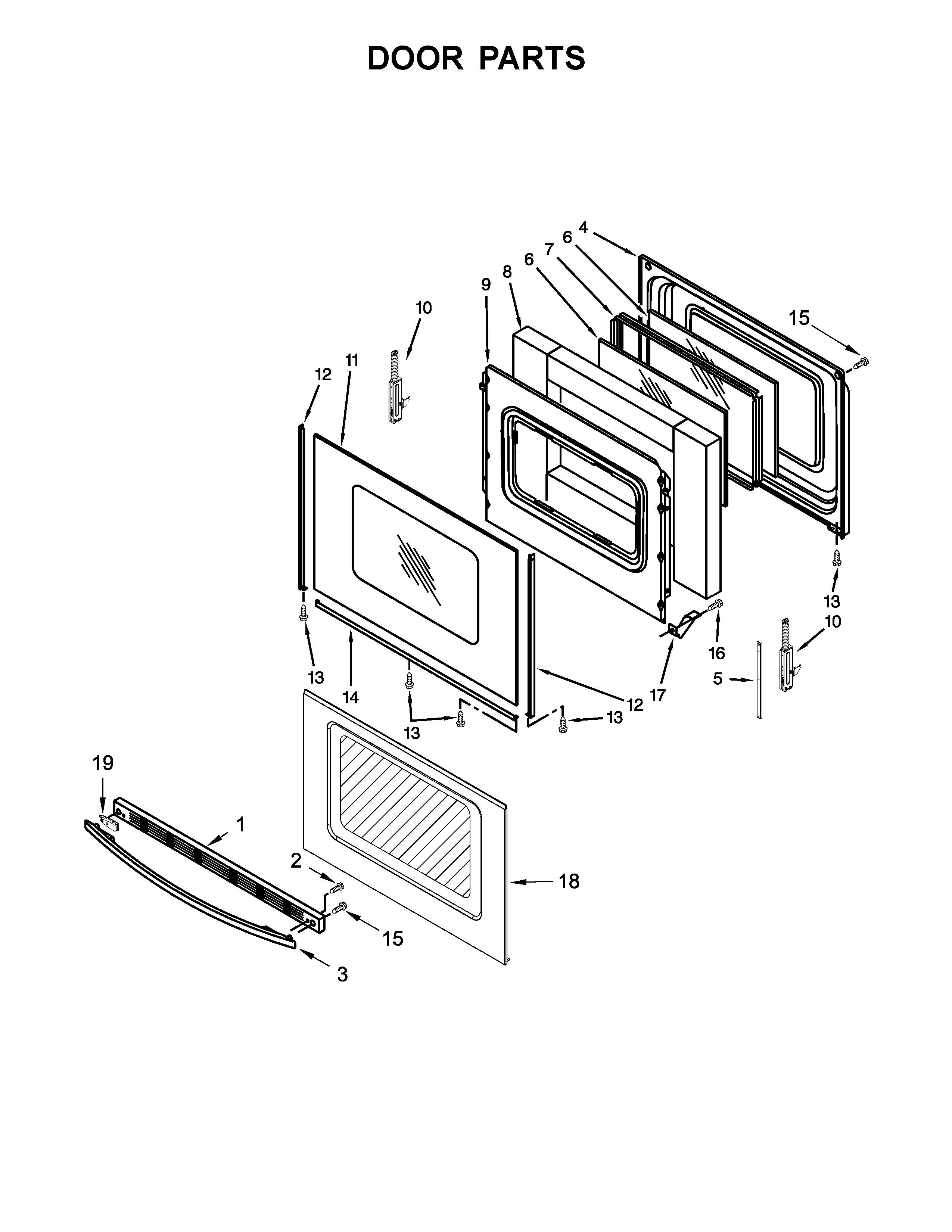 Whirlpool YWFE530C0EB0 door parts diagram