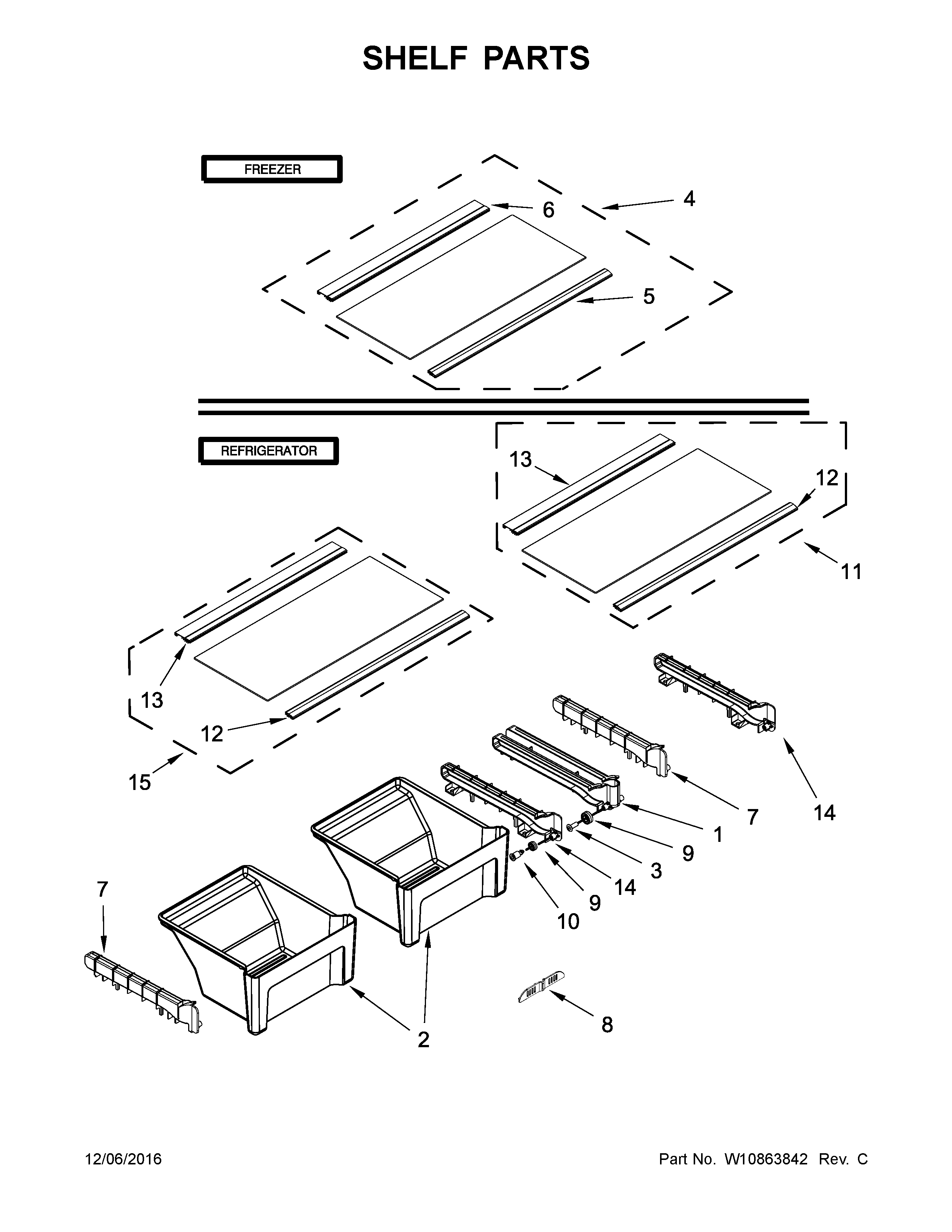 Amana ART318FFDS02 shelf parts diagram