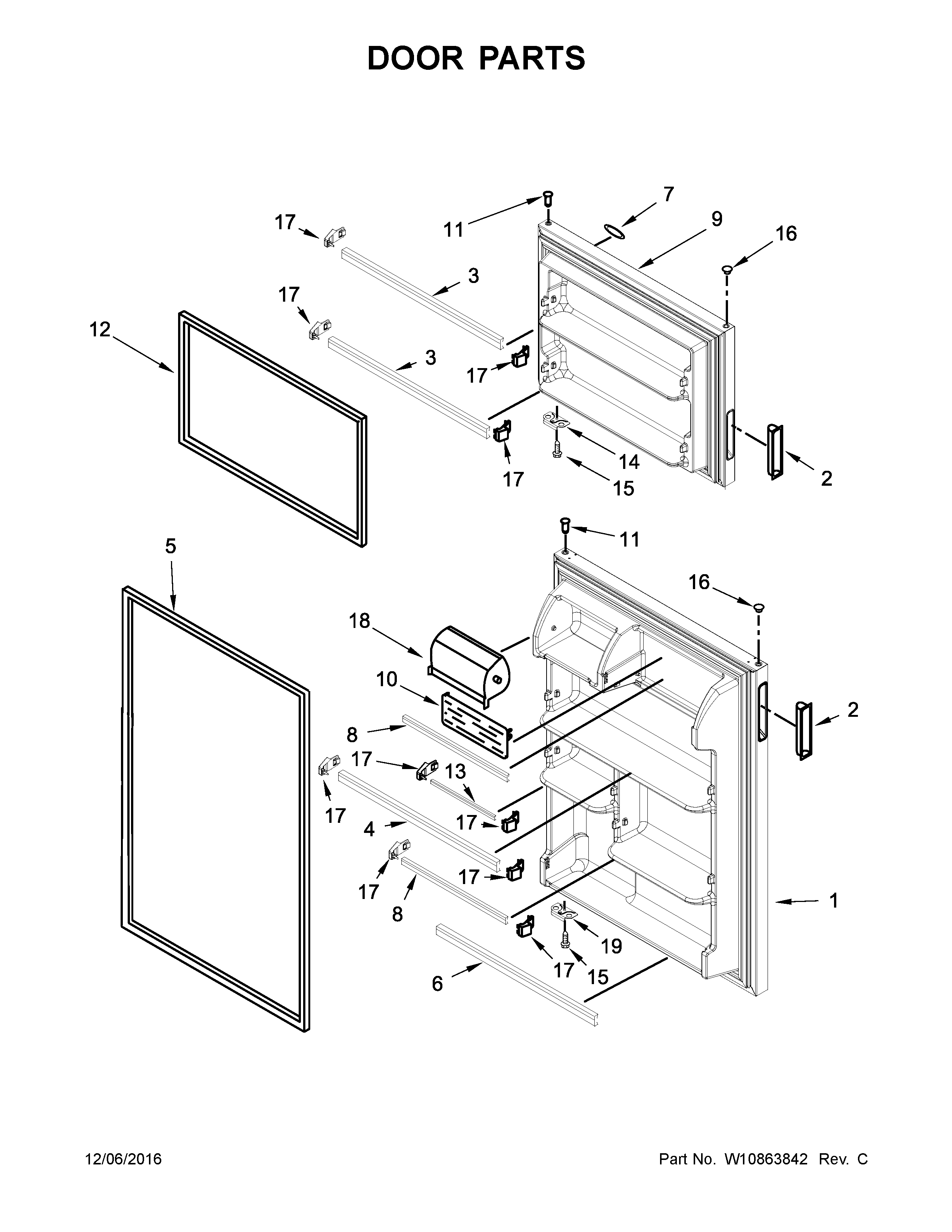 Amana ART318FFDS02 door parts diagram