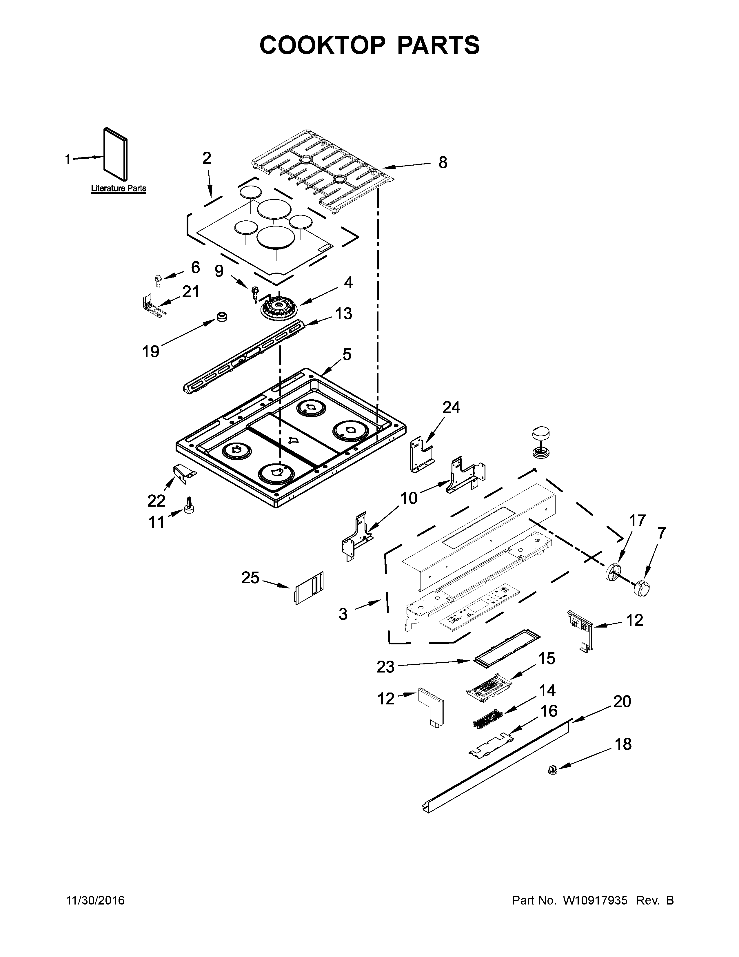 KitchenAid KSGB900ESS1 cooktop parts diagram