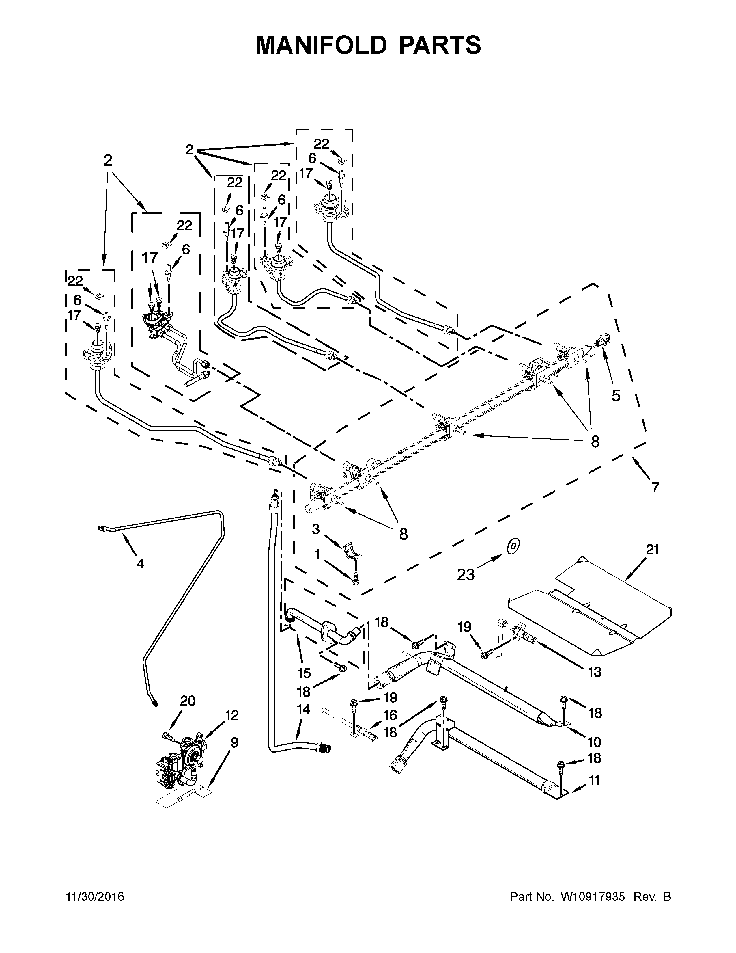 KitchenAid KSGB900ESS1 manifold parts diagram