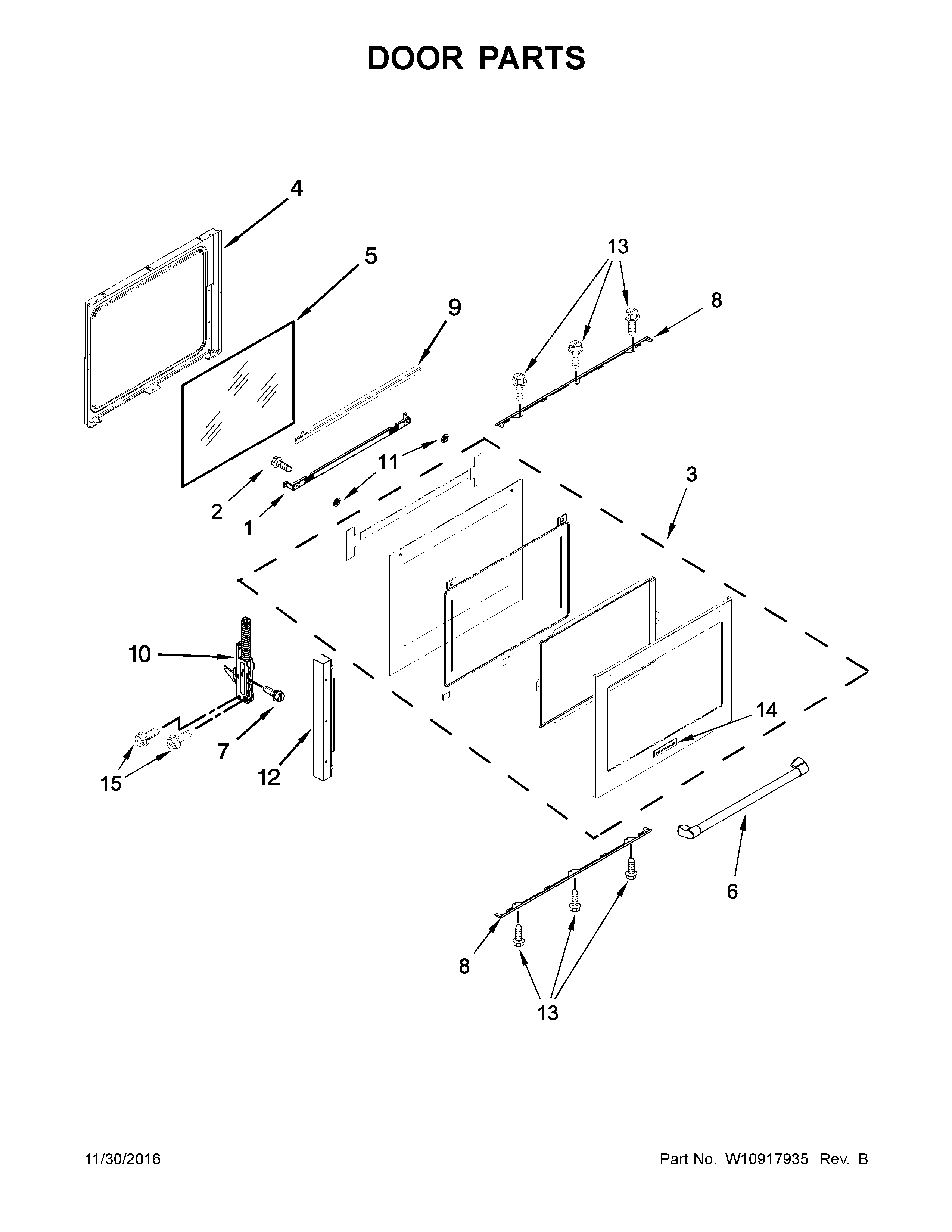 KitchenAid KSGB900ESS1 door parts diagram