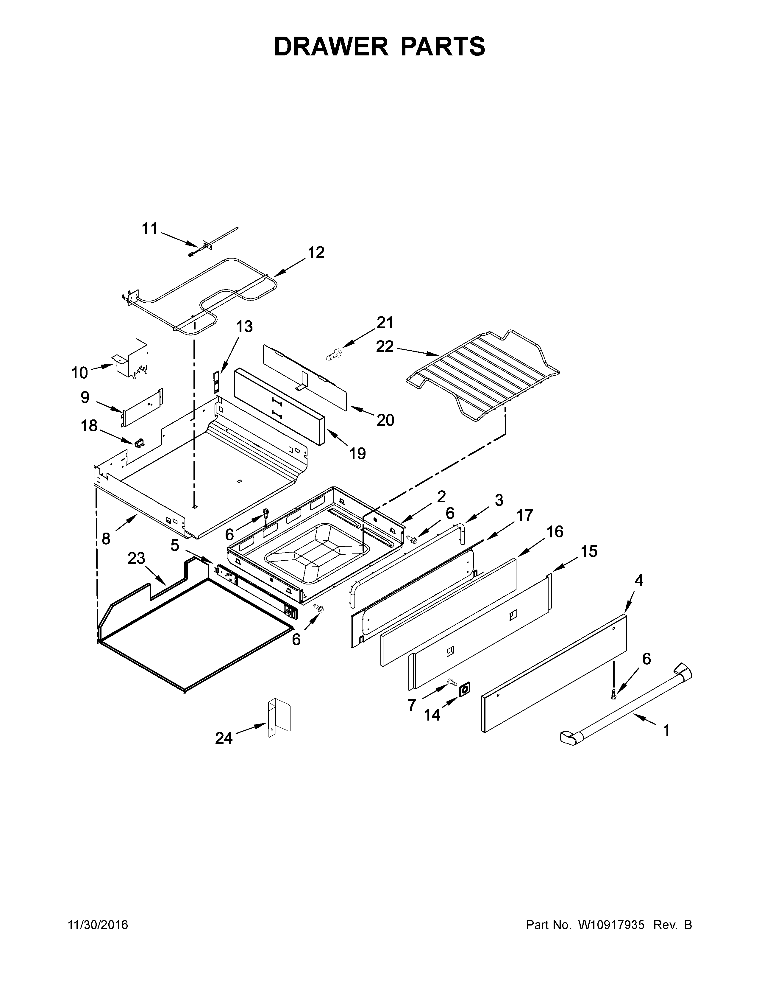 KitchenAid KSGB900ESS1 drawer parts diagram
