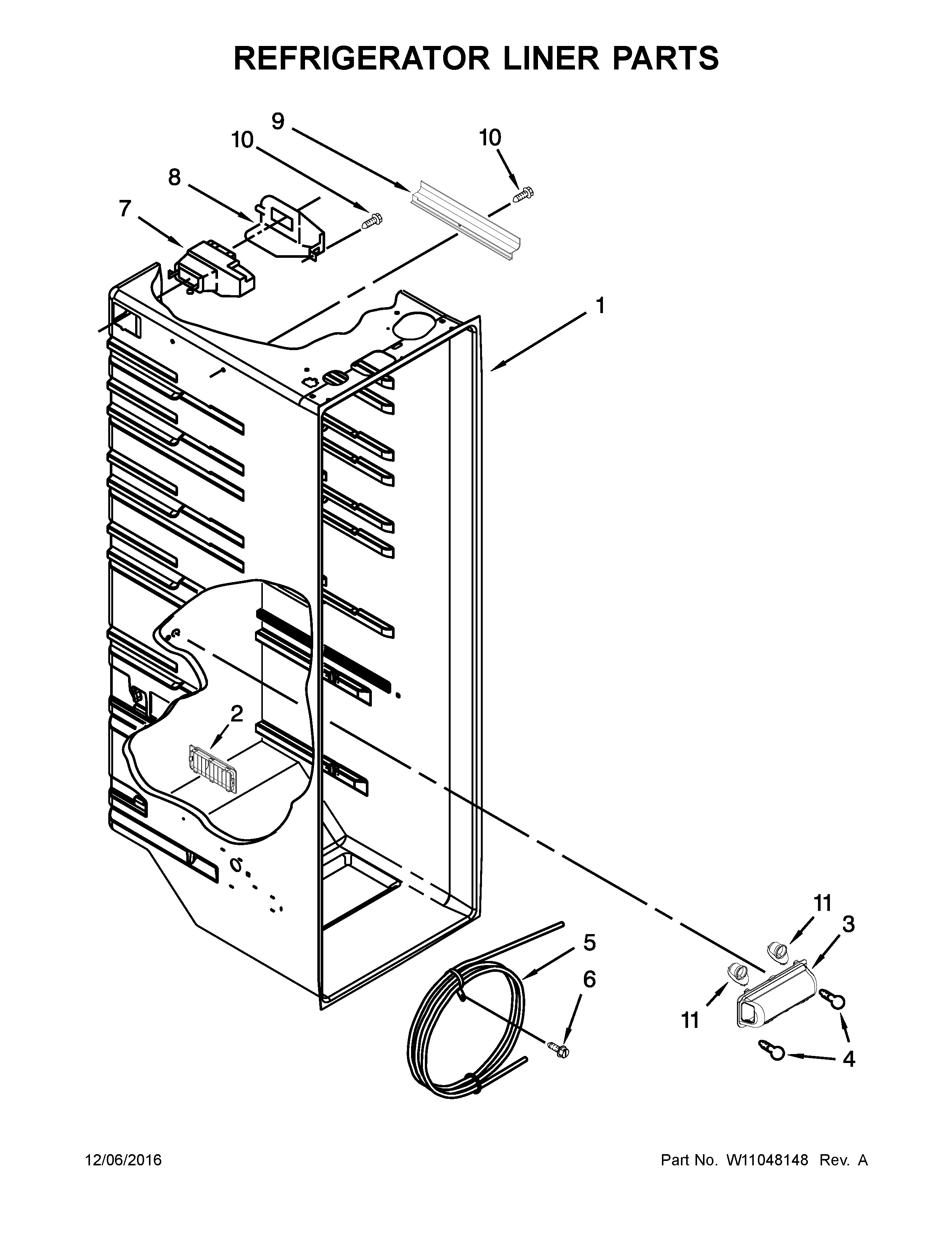 Amana ASI2275FRB00 refrigerator liner parts diagram