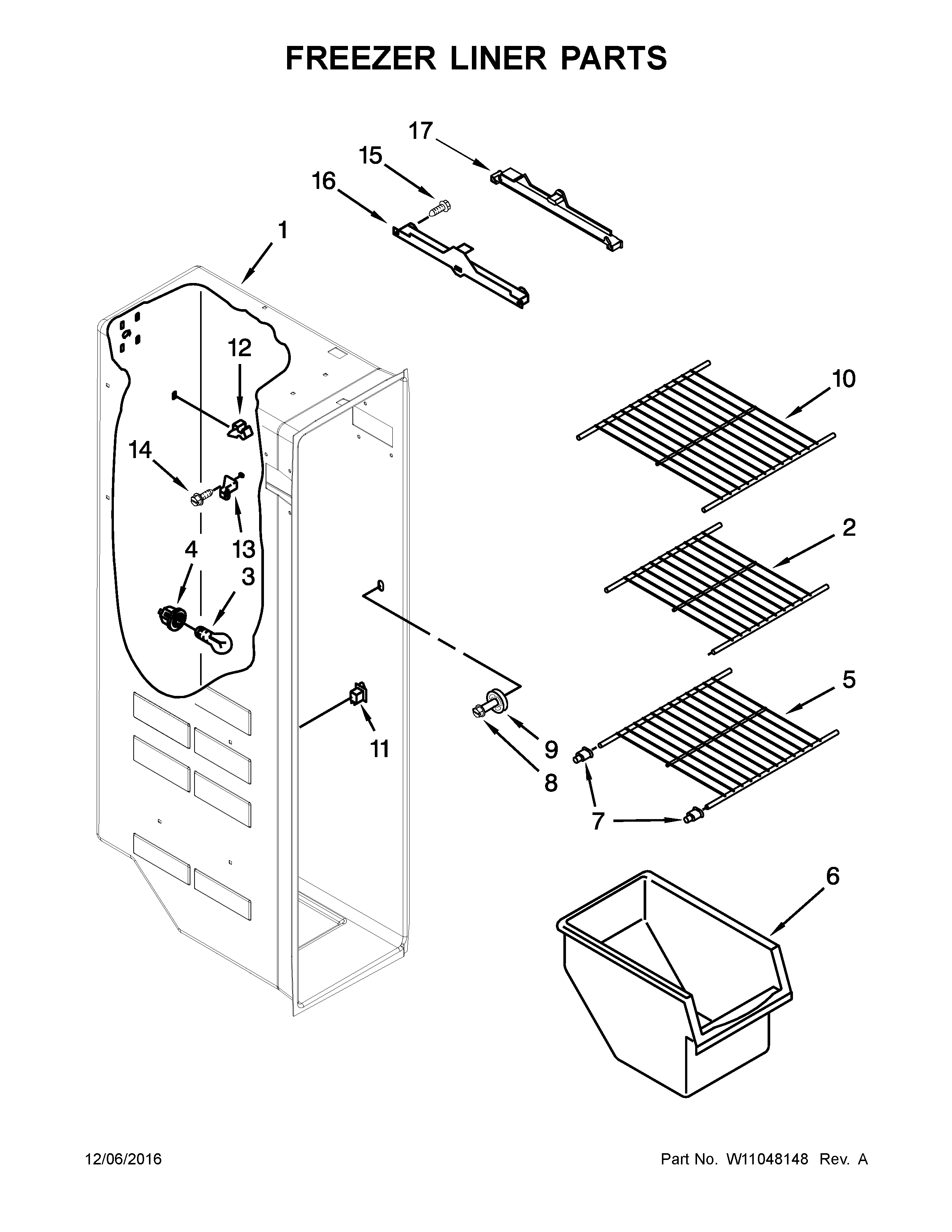 Amana ASI2275FRB00 freezer liner parts diagram