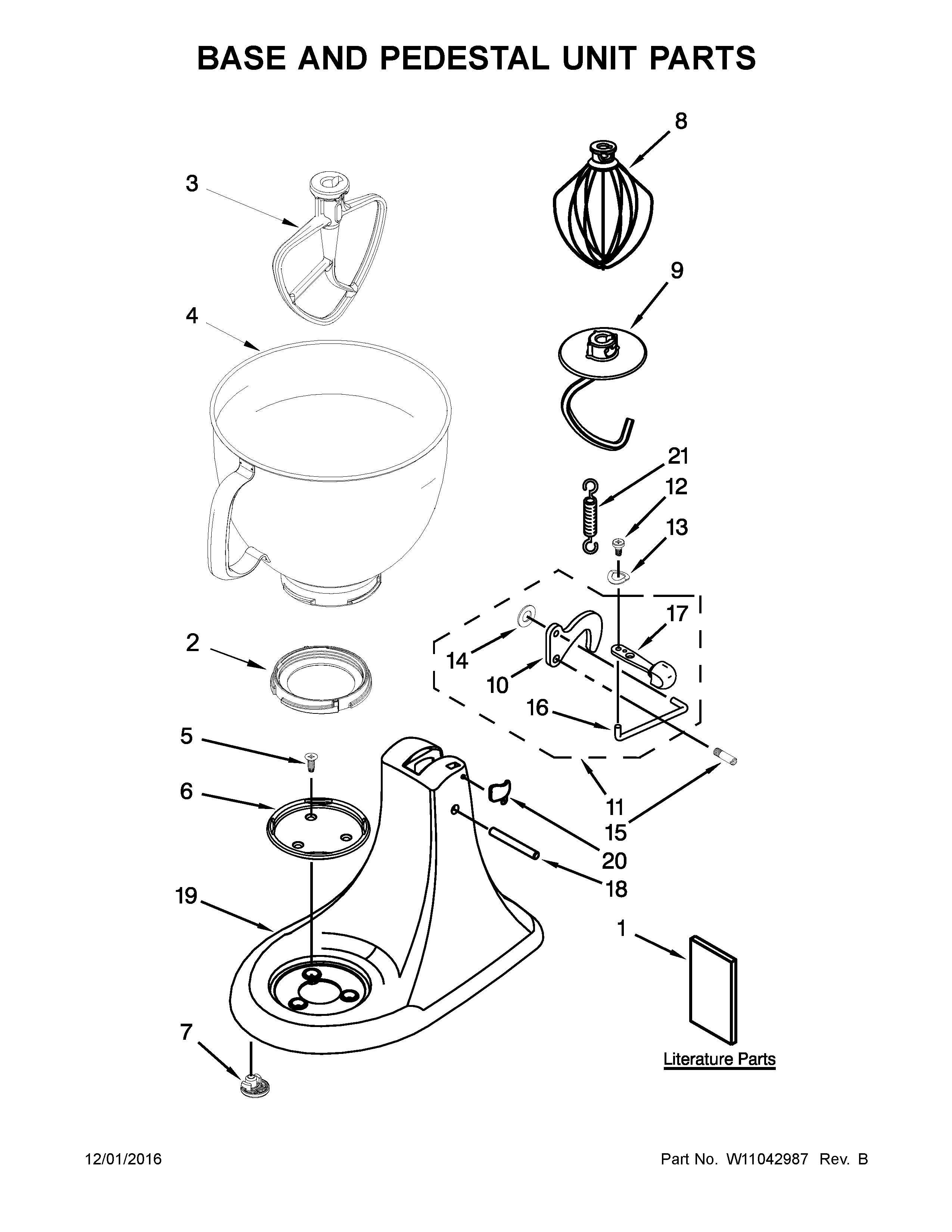 KitchenAid 5KSM170AFP0 base and pedestal unit parts diagram