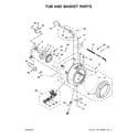 Whirlpool WFW90HEFW1 tub and basket parts diagram