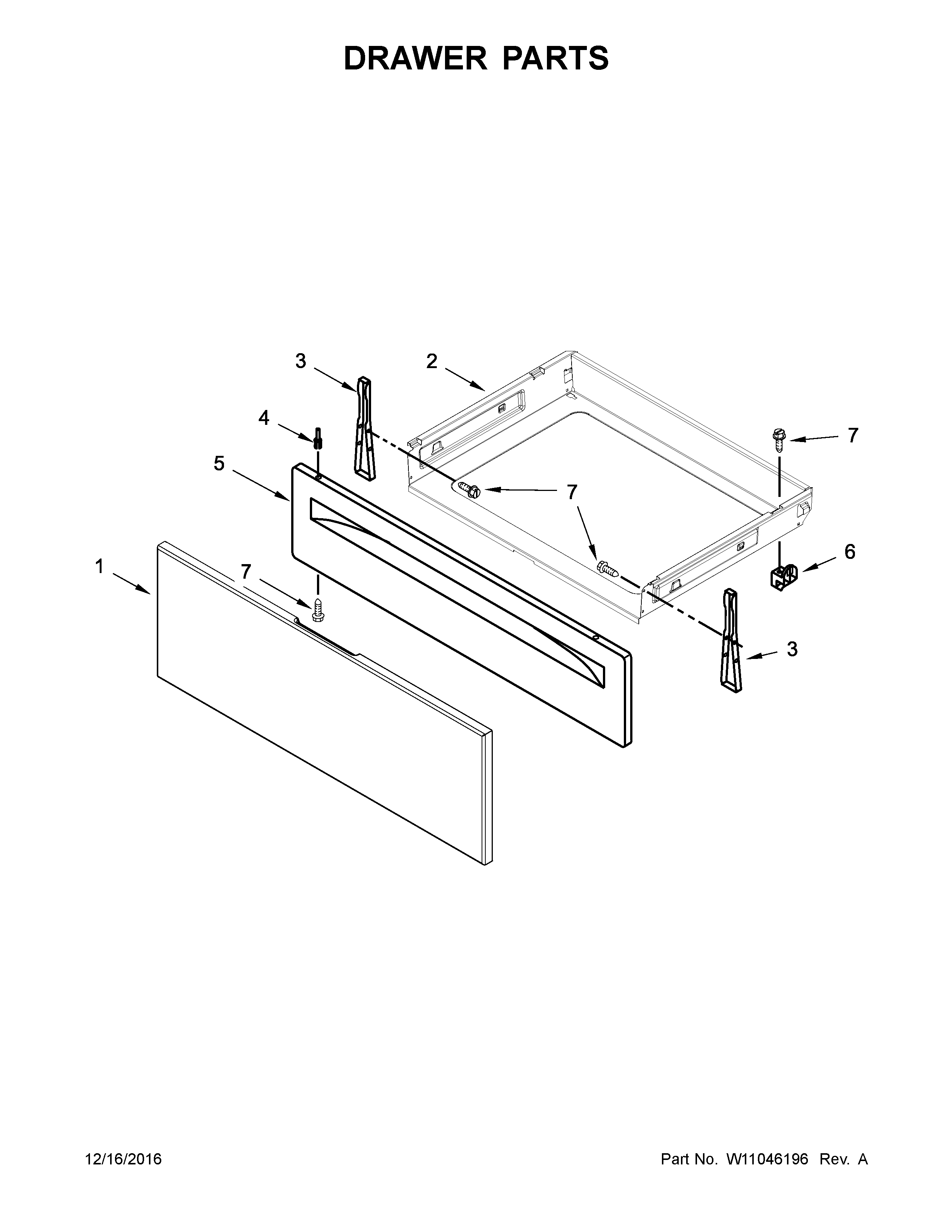 Amana YAES6603SFS0 drawer parts diagram