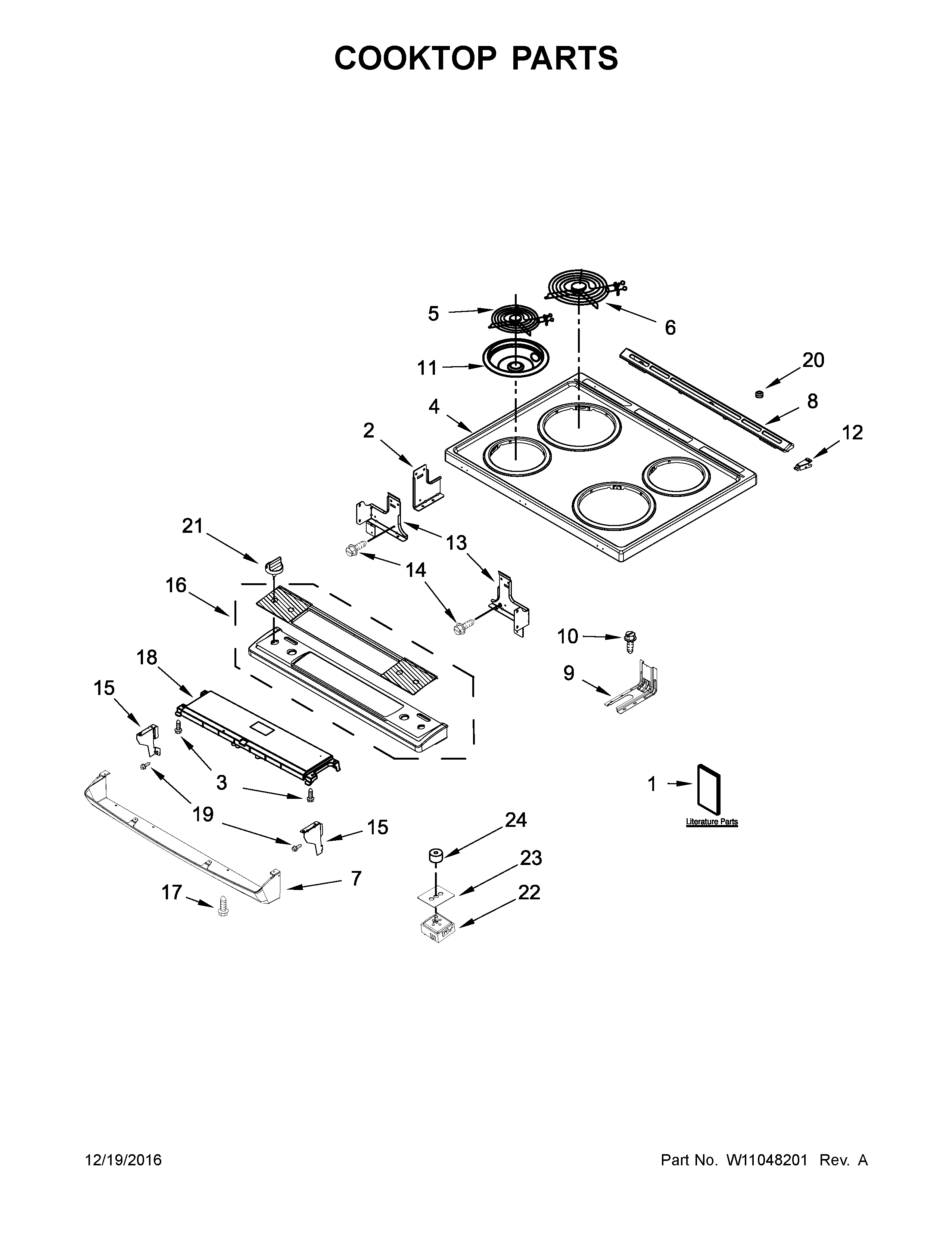 Amana YACS4303MFS0 cooktop parts diagram