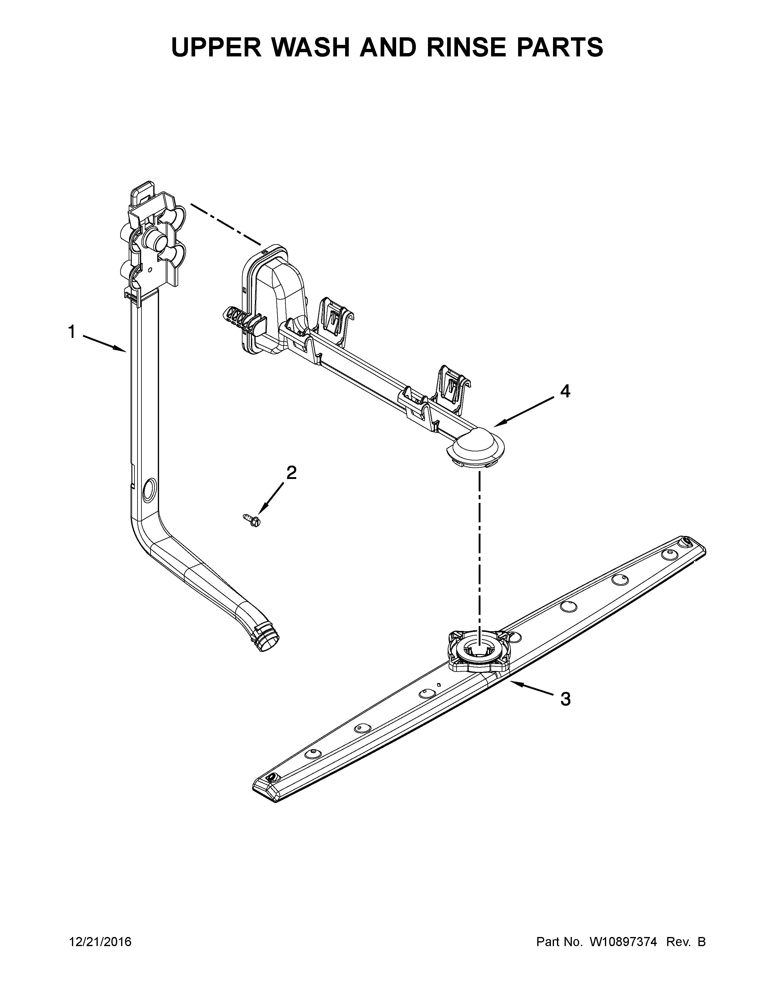 Whirlpool WDF520PADB7 upper wash and rinse parts diagram