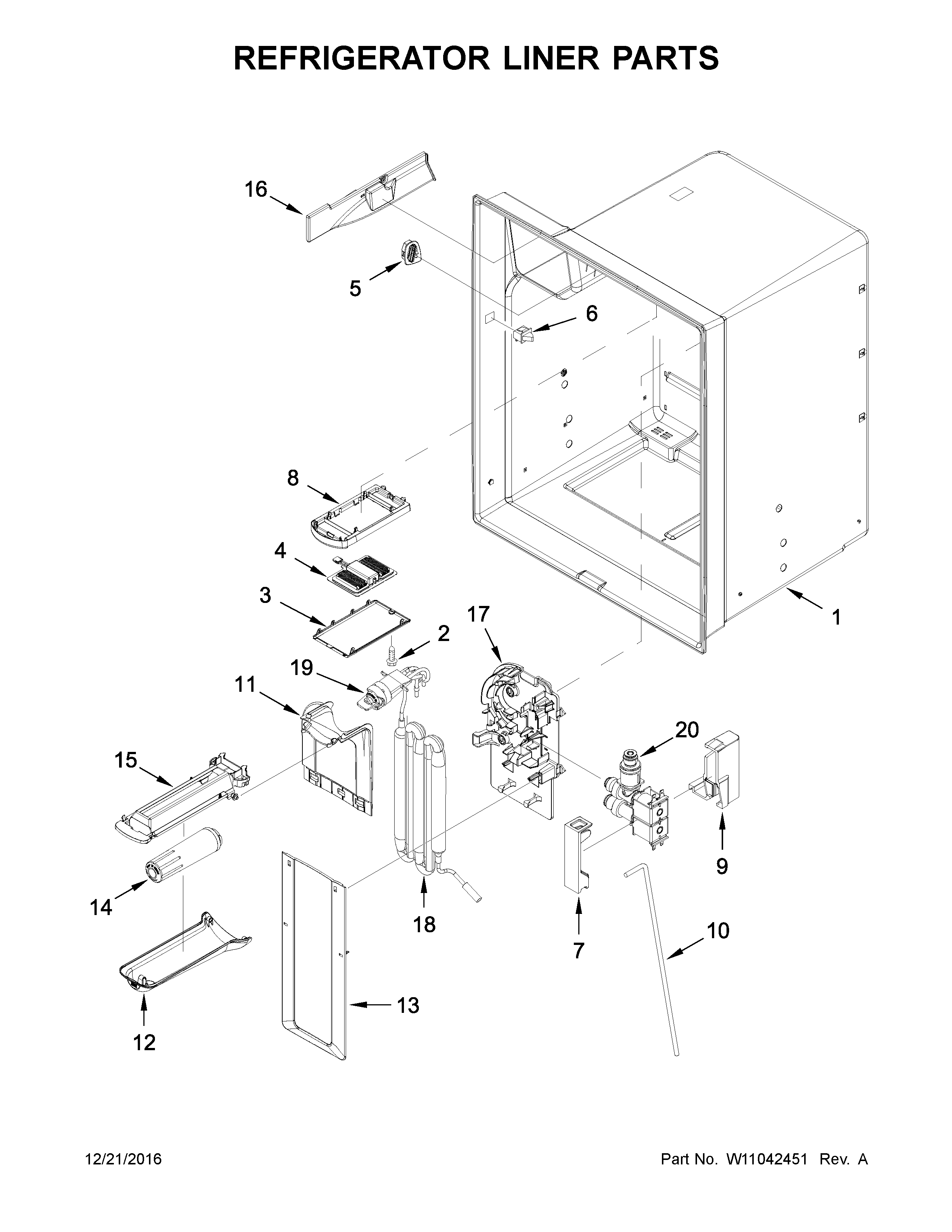 Whirlpool WRX735SDBM04 refrigerator liner parts diagram
