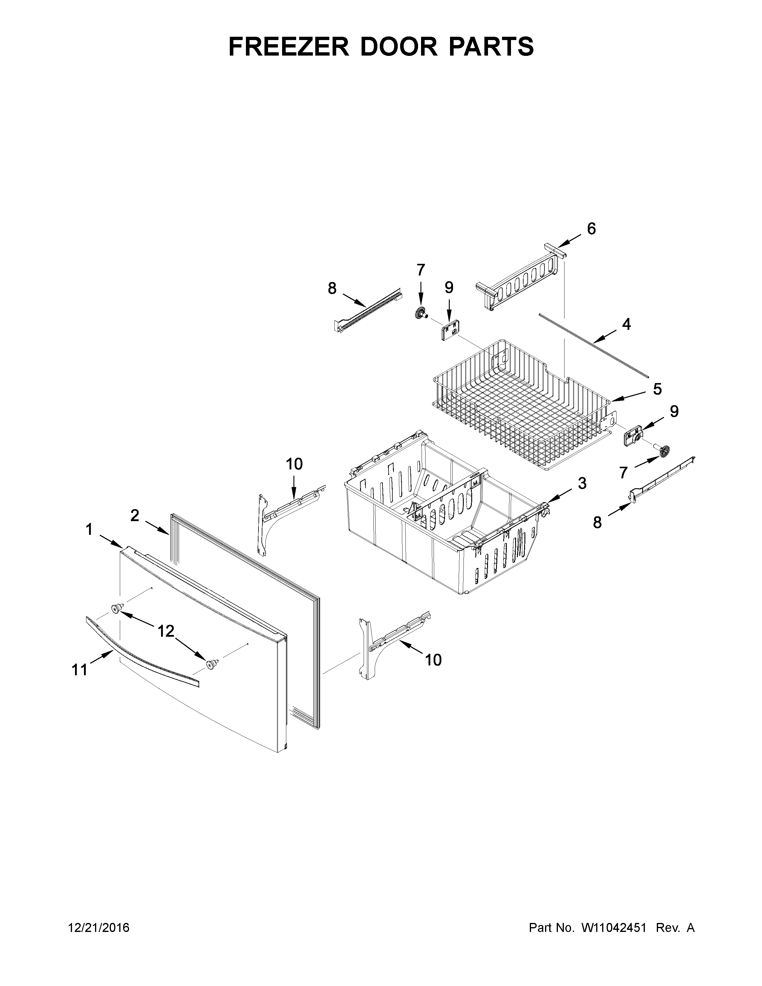 Whirlpool WRX735SDBM04 freezer door parts diagram
