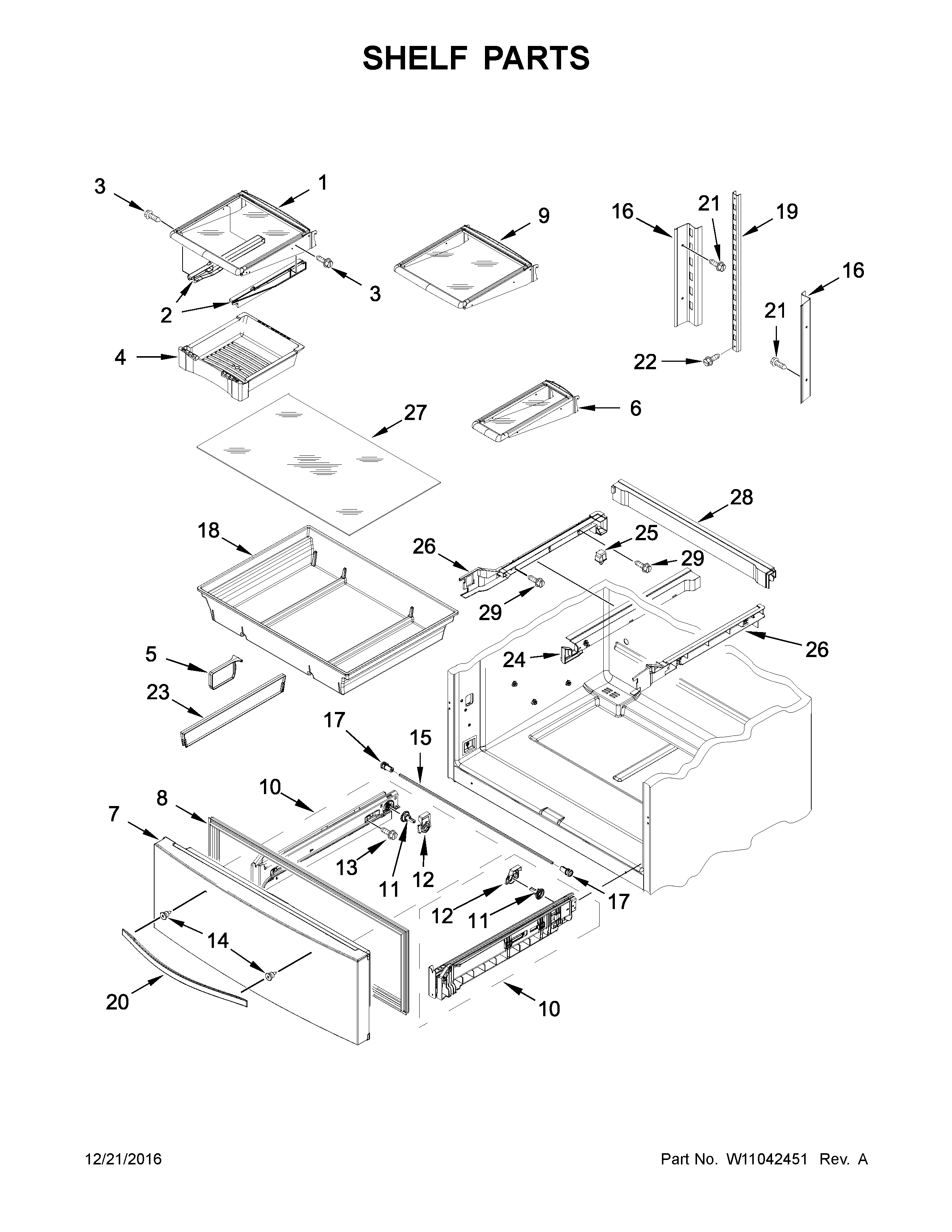 Whirlpool WRX735SDBM04 shelf parts diagram