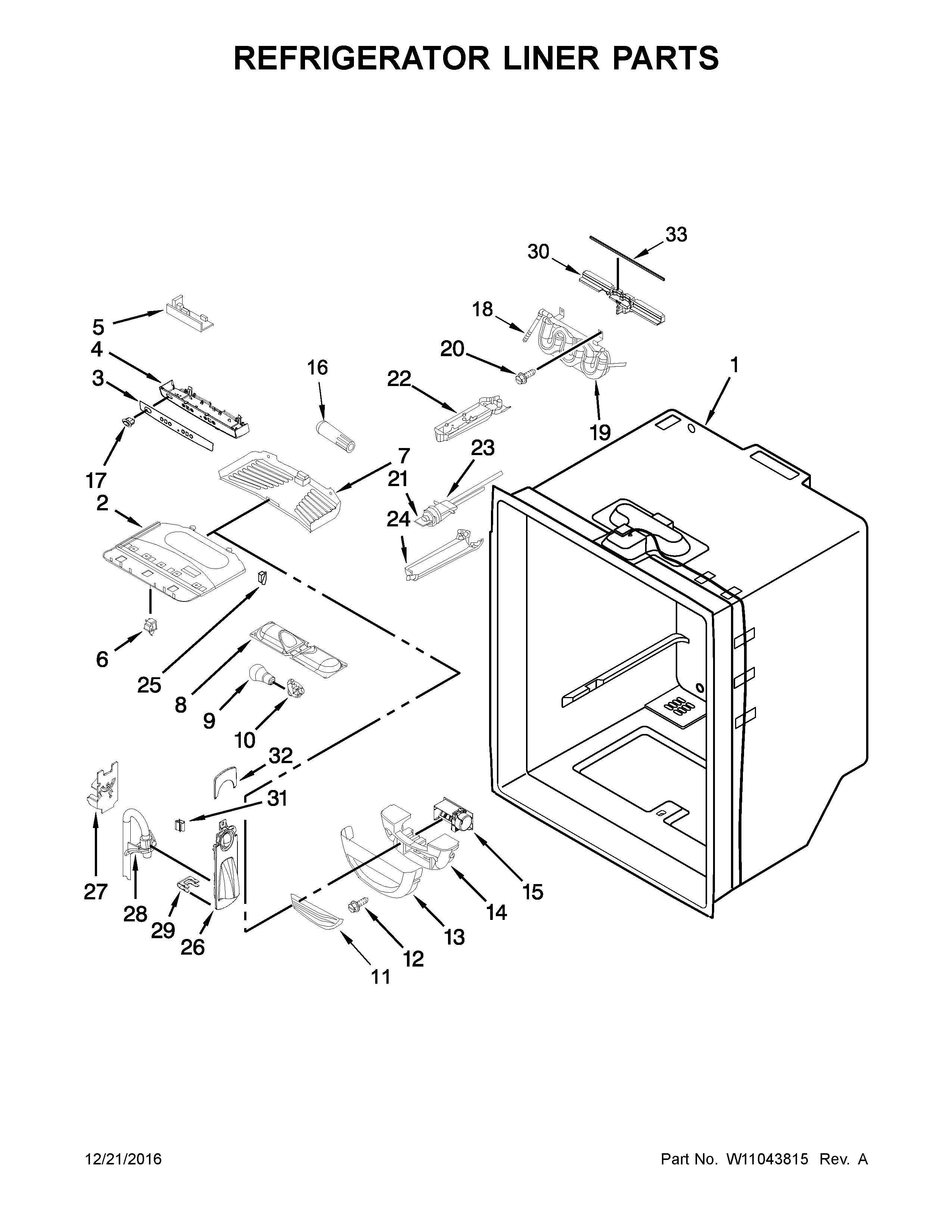 Whirlpool WRF535SWHZ00 refrigerator liner parts diagram