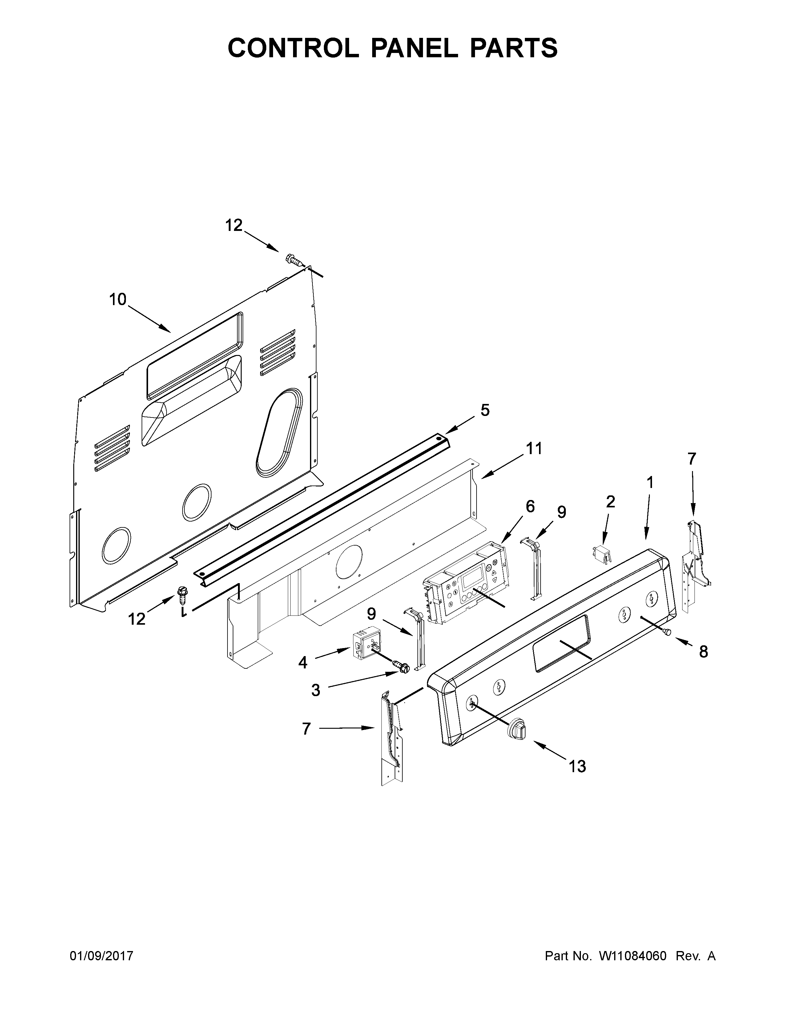 Maytag YMER8650FZ0 control panel parts diagram