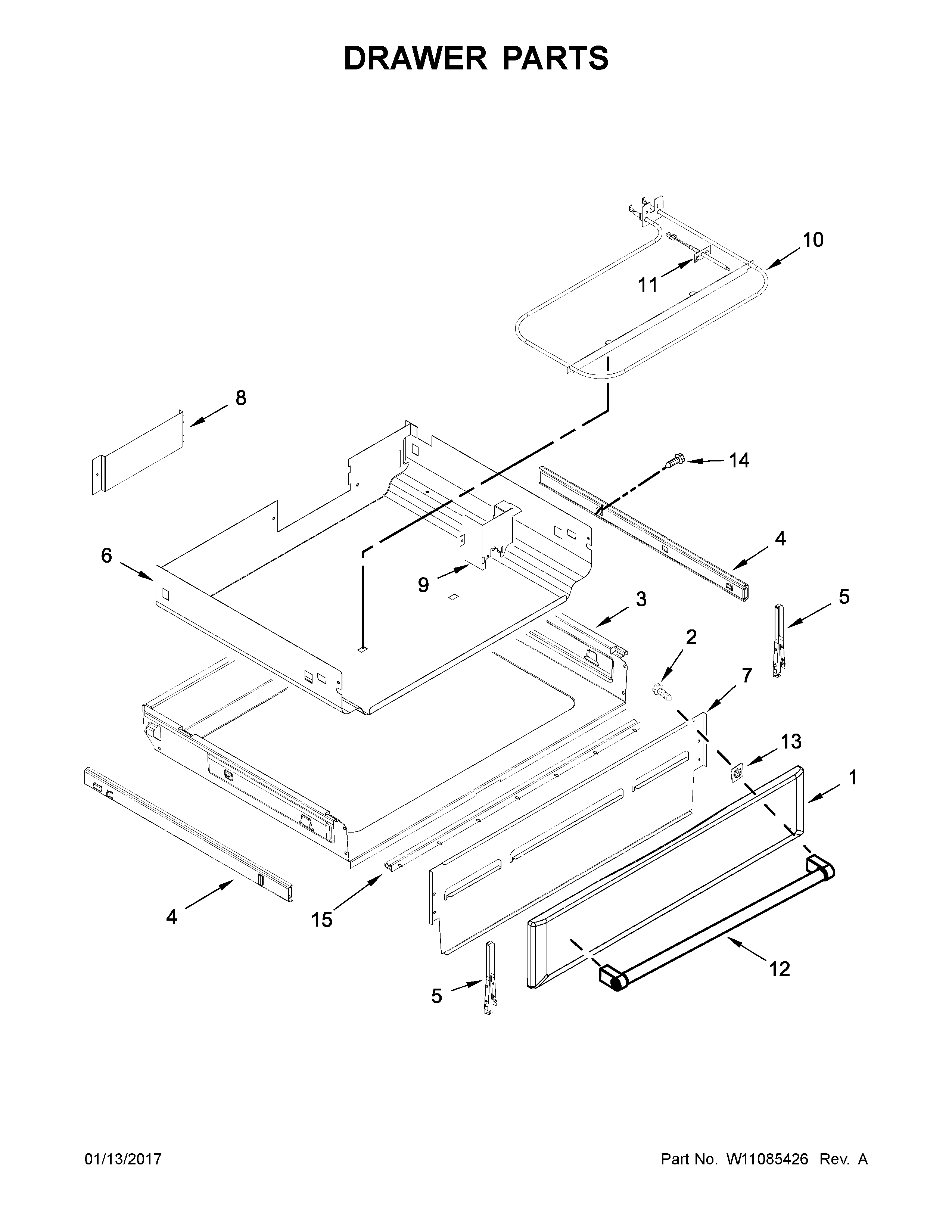 KitchenAid YKFEG510ESS1 drawer parts diagram
