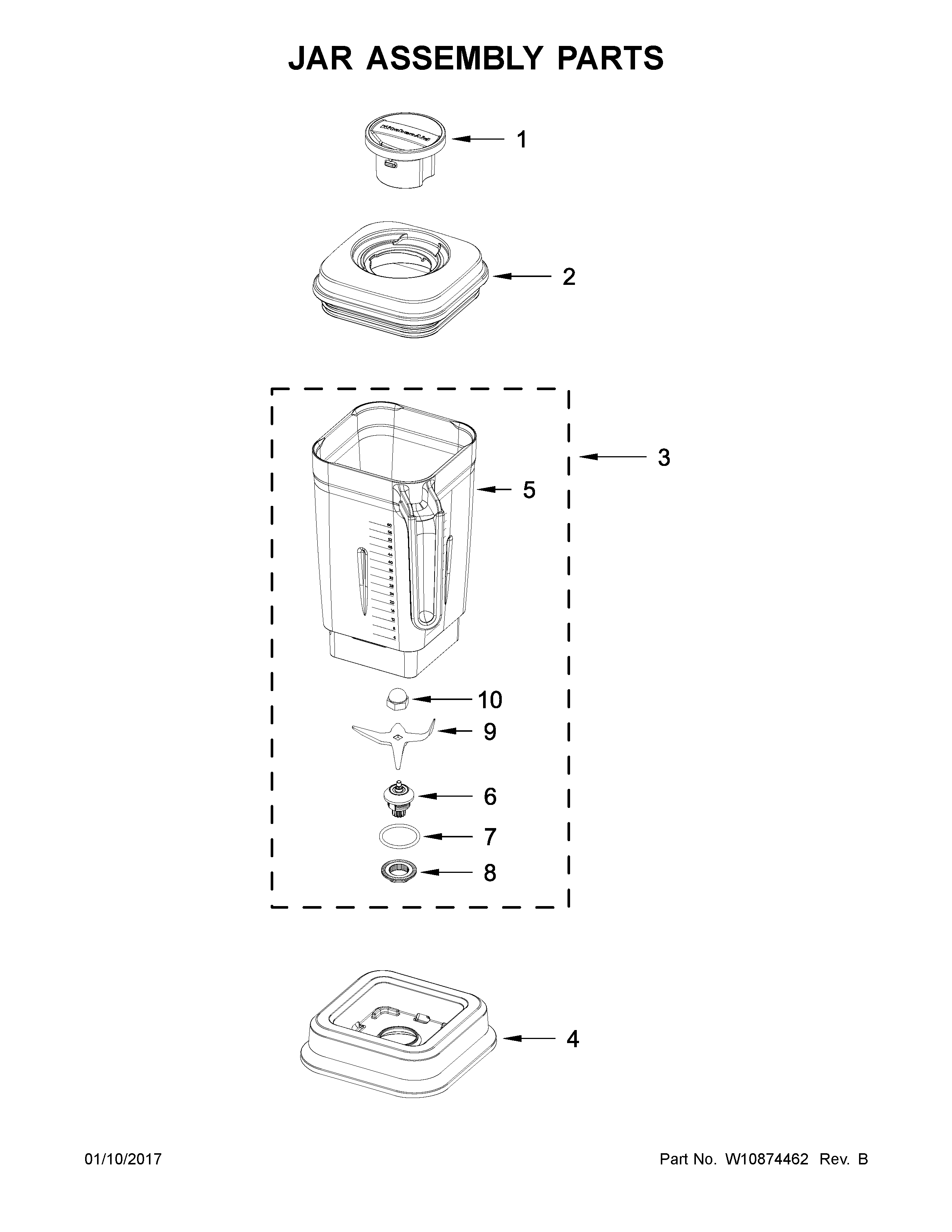 KitchenAid KSB8270BM0 jar assembly parts diagram