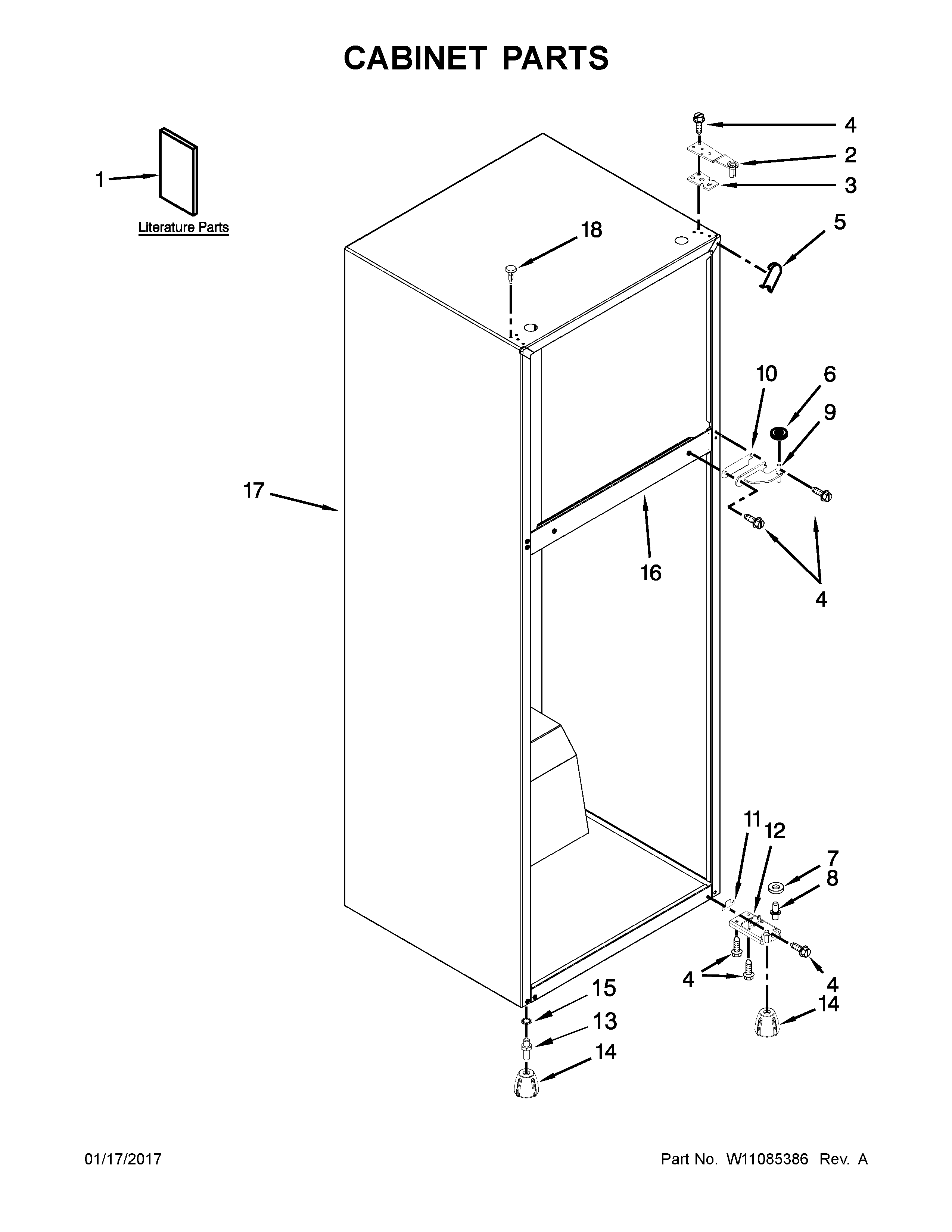 Whirlpool WRT111SFDM03 cabinet parts diagram