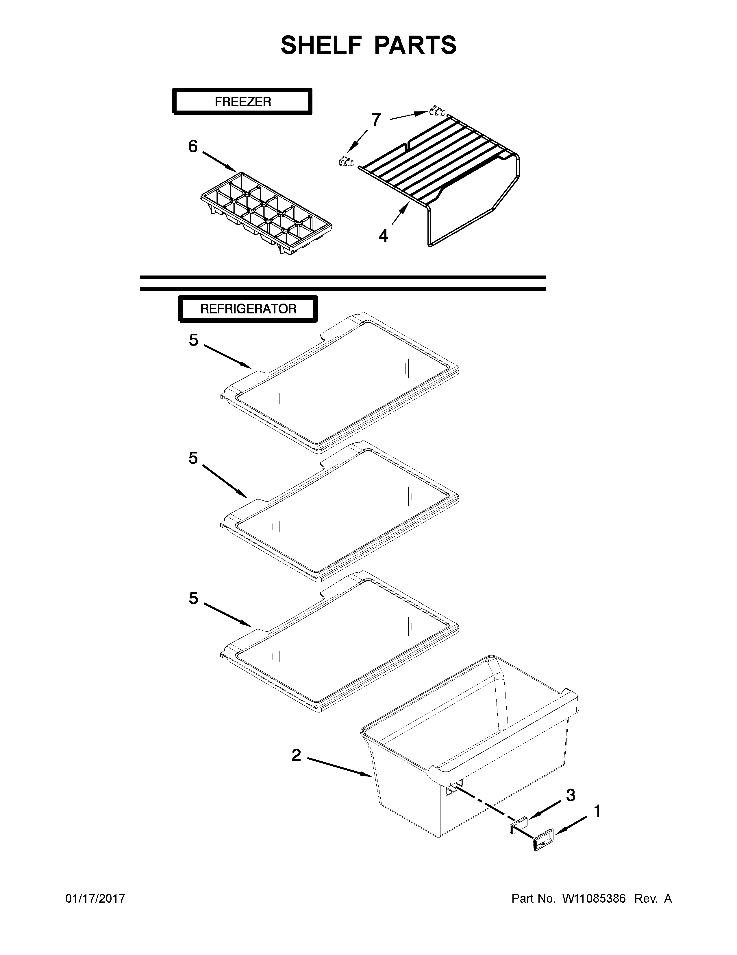 Whirlpool WRT111SFDM03 shelf parts diagram