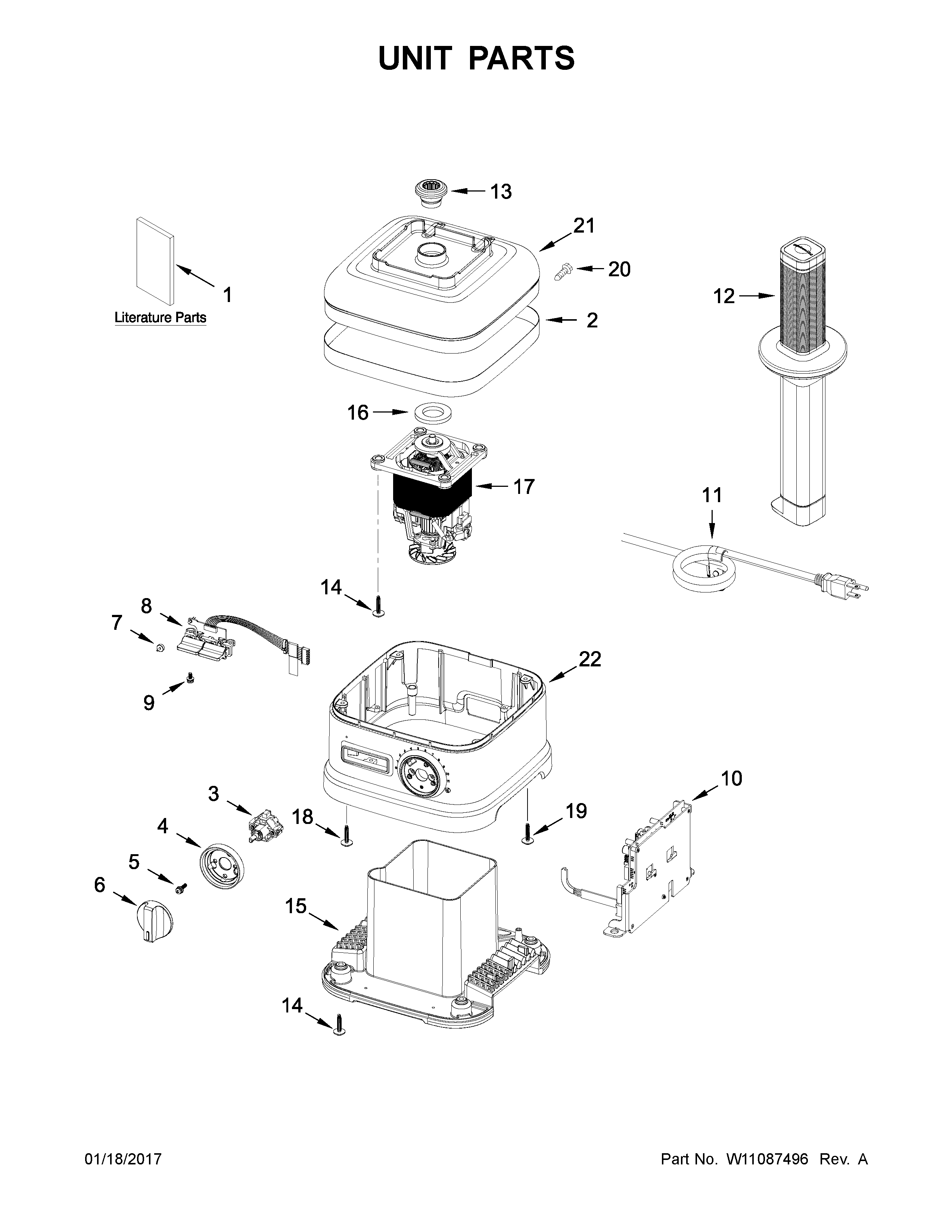 KitchenAid 5KSB7068EAC0 unit parts diagram