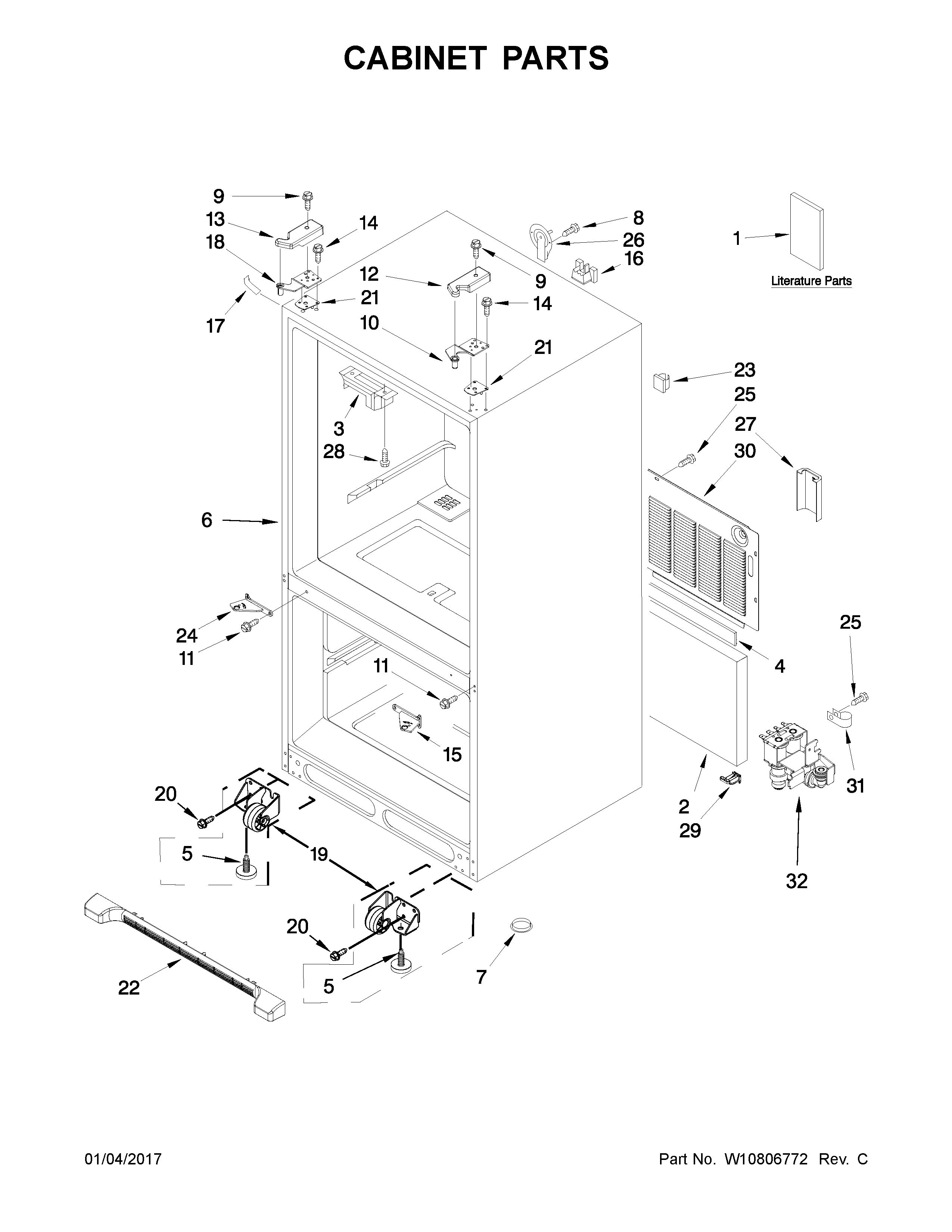 KitchenAid KRFC302EPA00 cabinet parts diagram