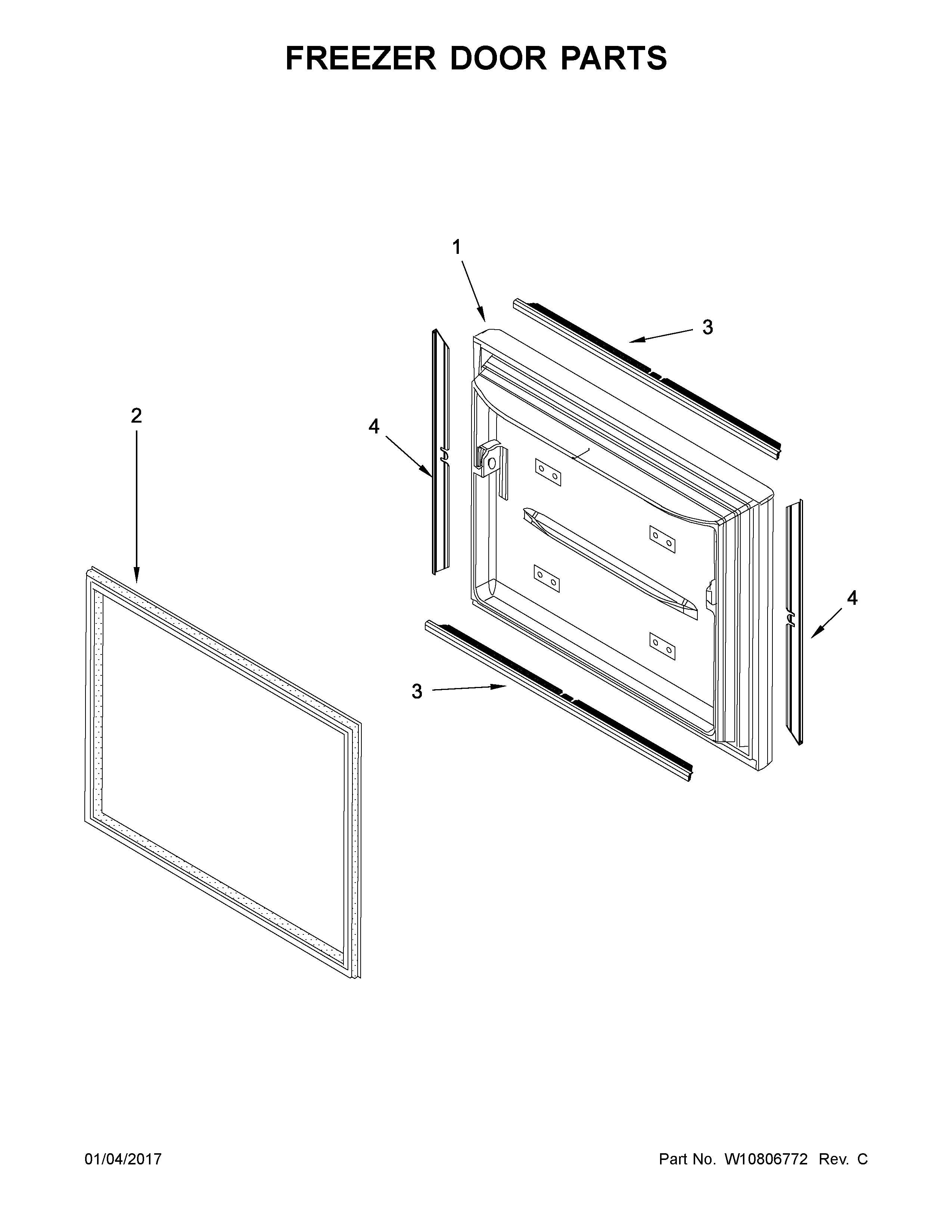 KitchenAid KRFC302EPA00 freezer door parts diagram