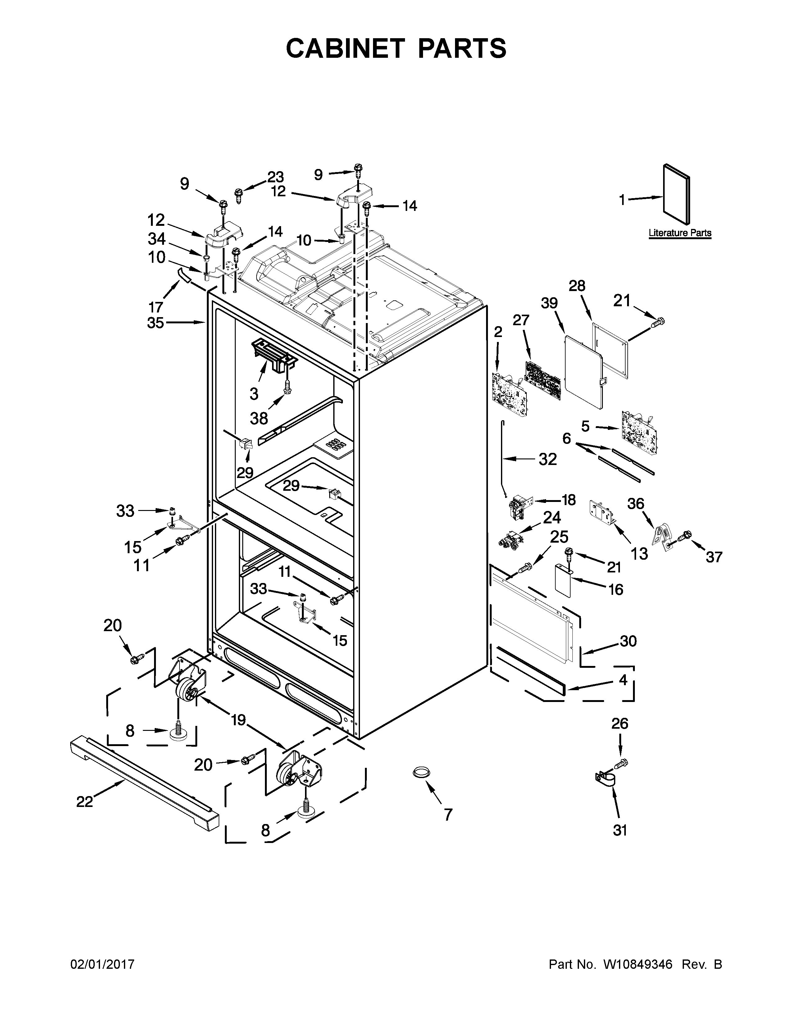 Whirlpool WRF767SDEM01 cabinet parts diagram