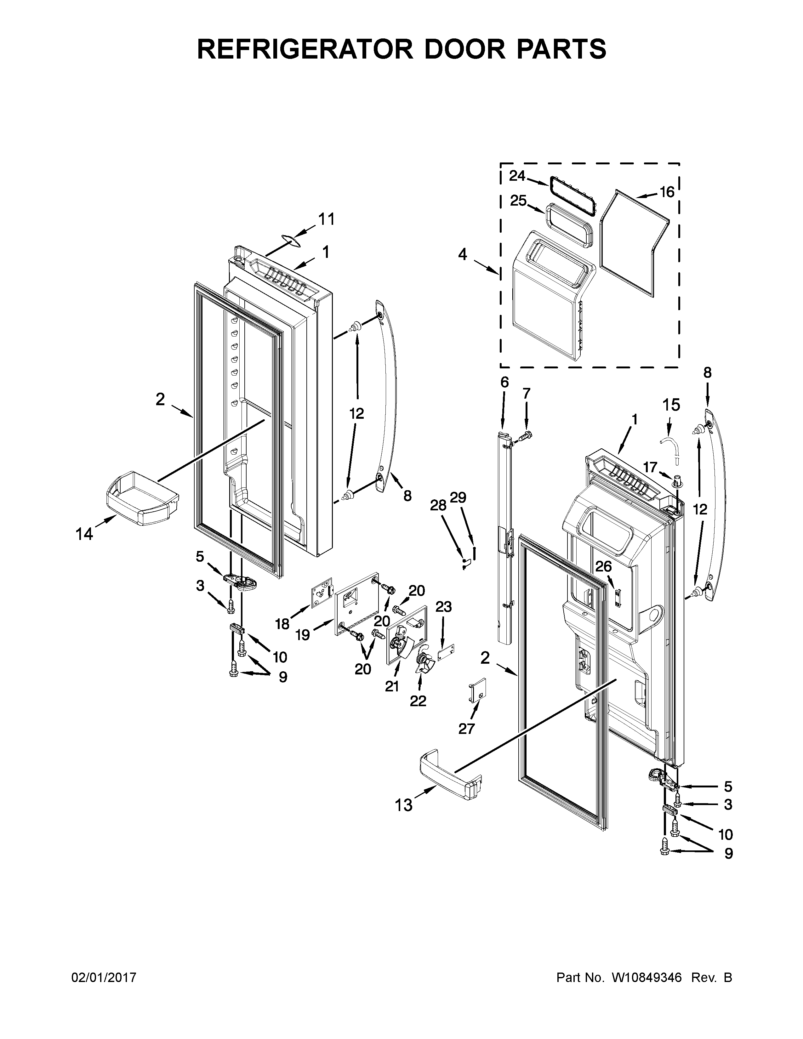 Whirlpool WRF767SDEM01 refrigerator door parts diagram