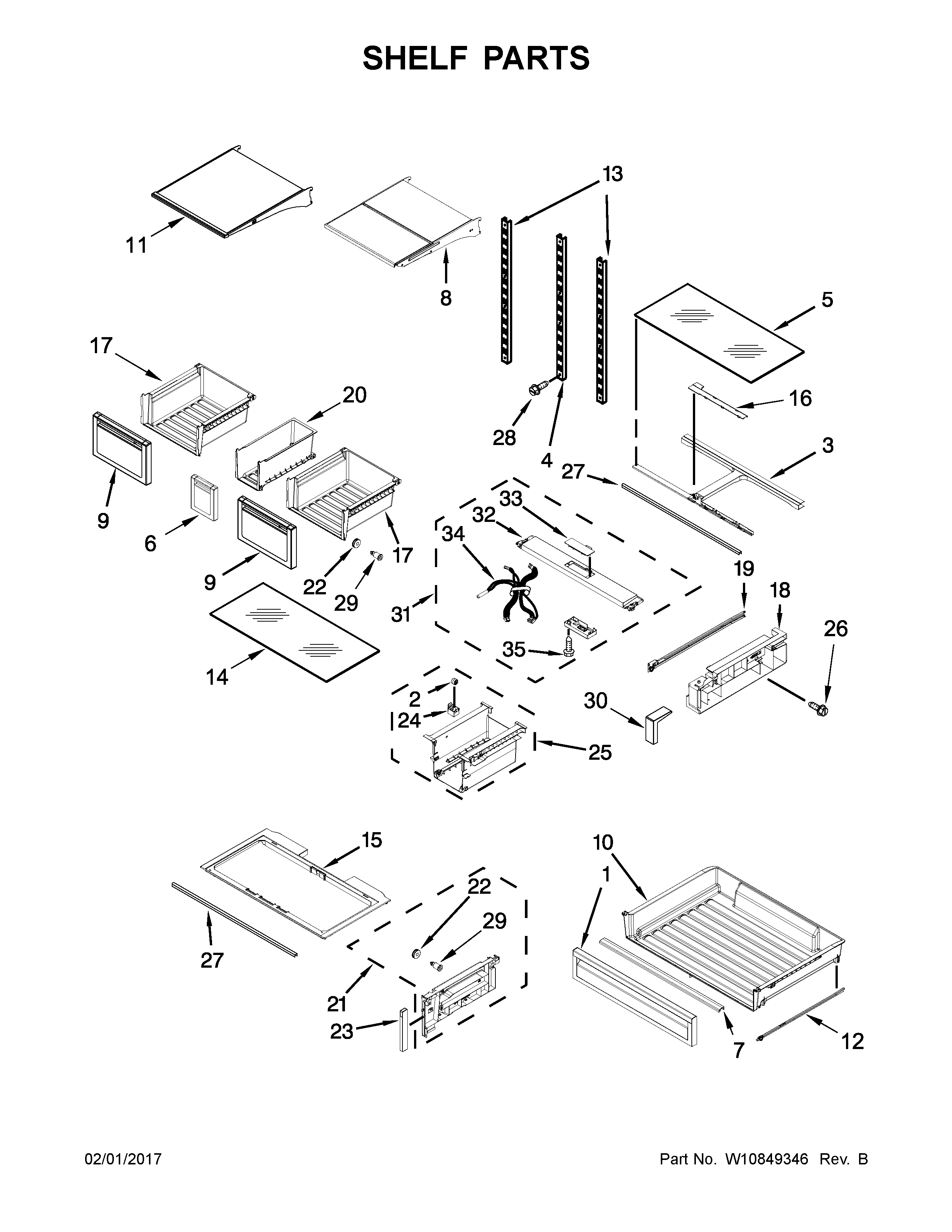 Whirlpool WRF767SDEM01 shelf parts diagram