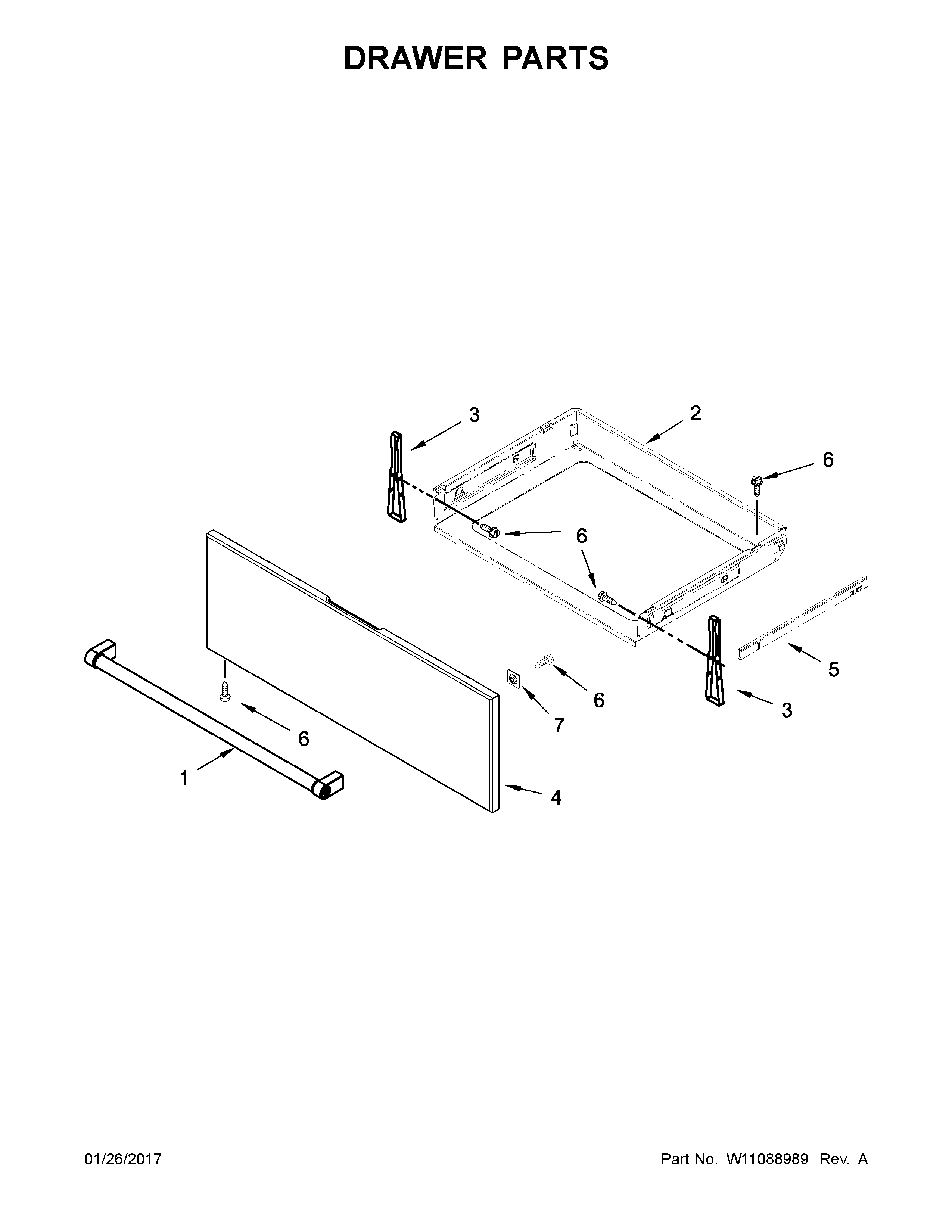 KitchenAid KSEG700EBS1 drawer parts diagram
