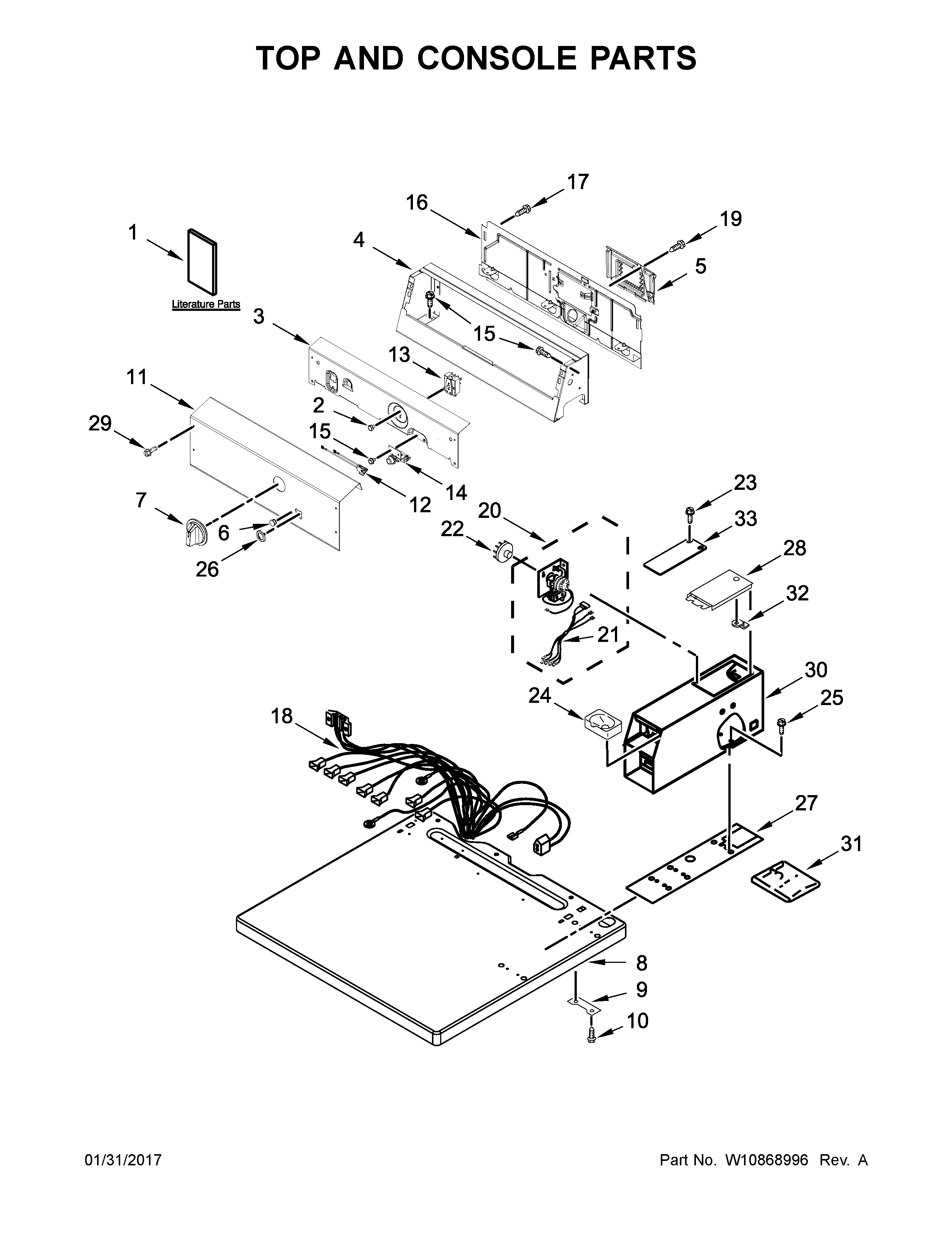 Maytag MDE20CSAYW0 top and console parts diagram