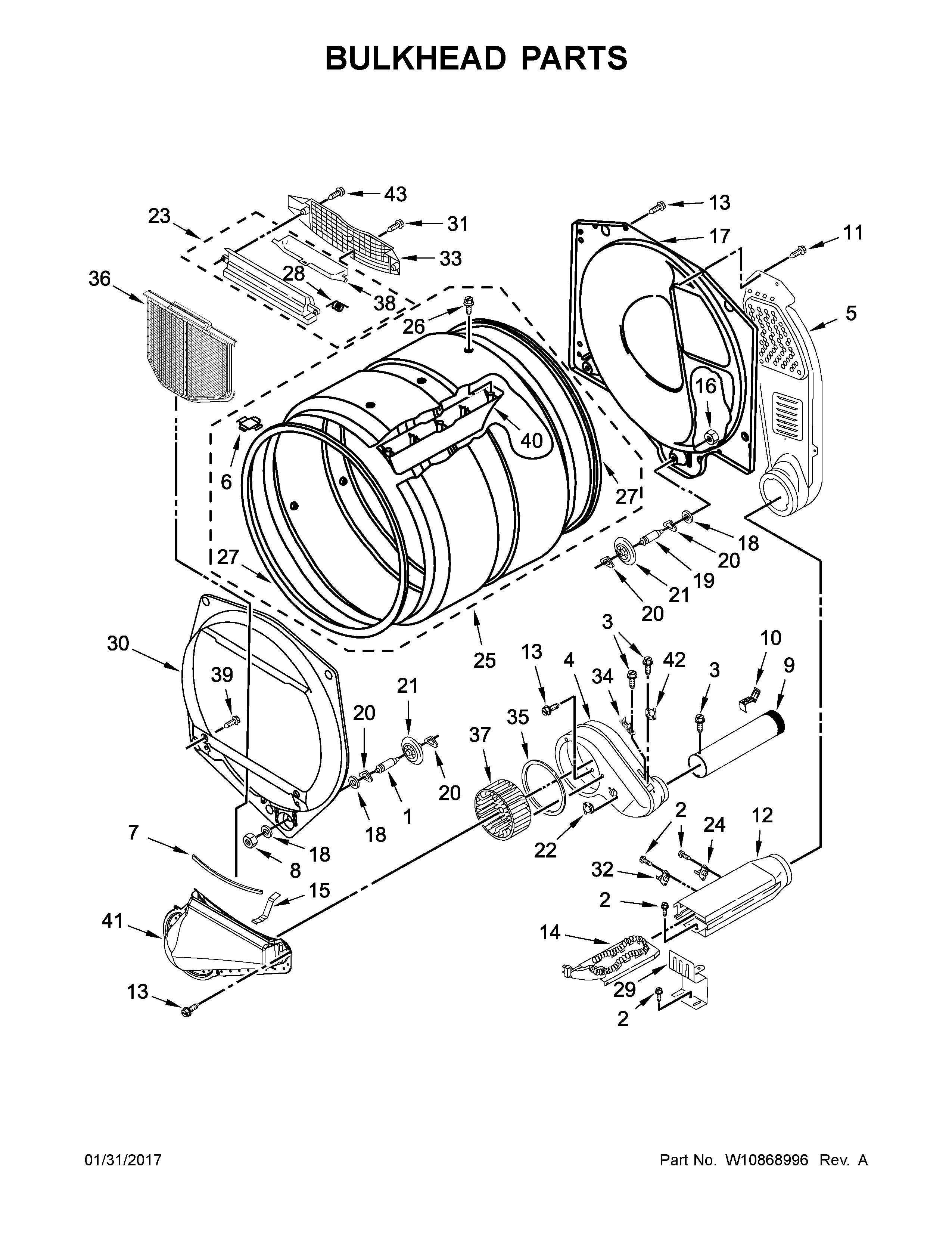 Maytag MDE20CSAYW0 bulkhead parts diagram