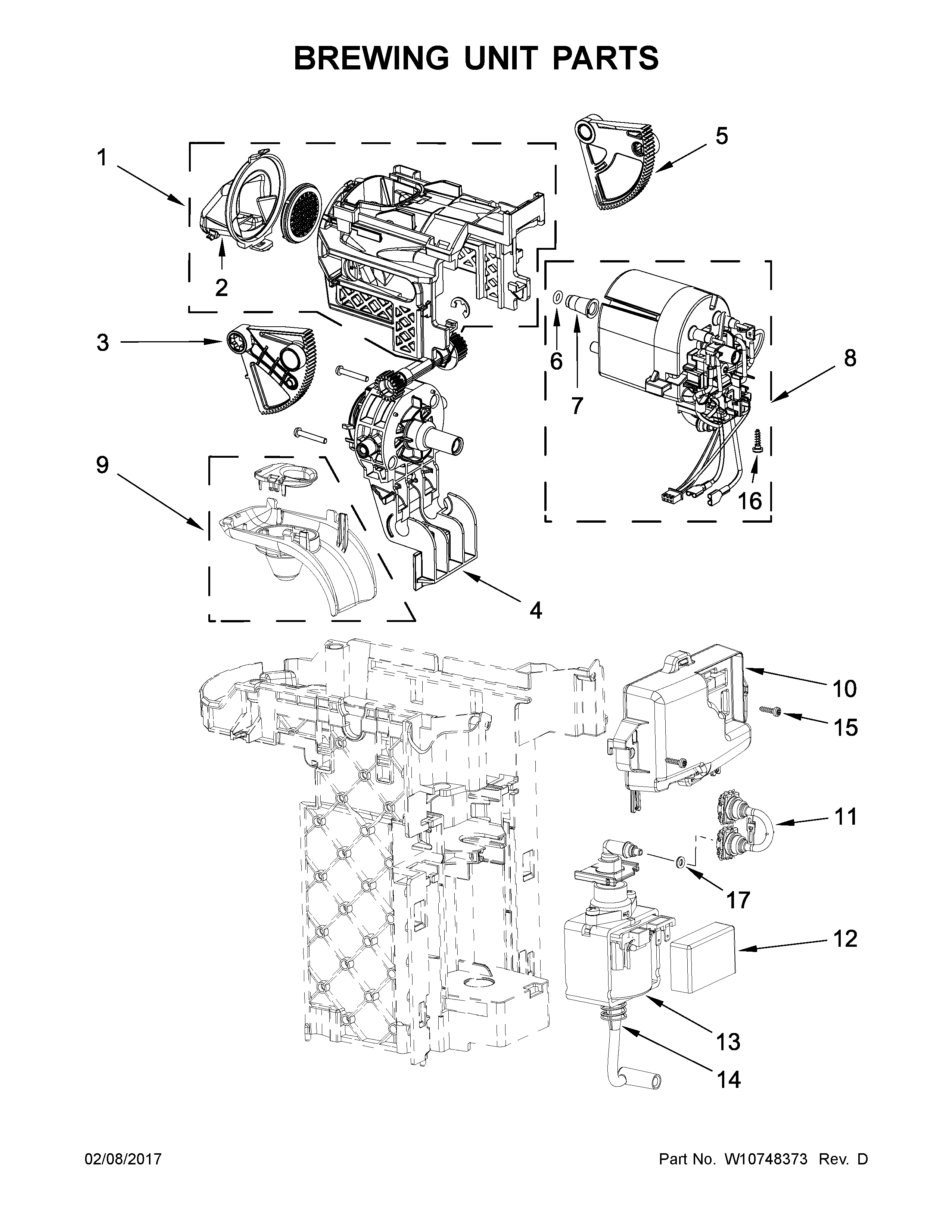 KitchenAid 5KES0503ESZ0 brewing unit parts diagram