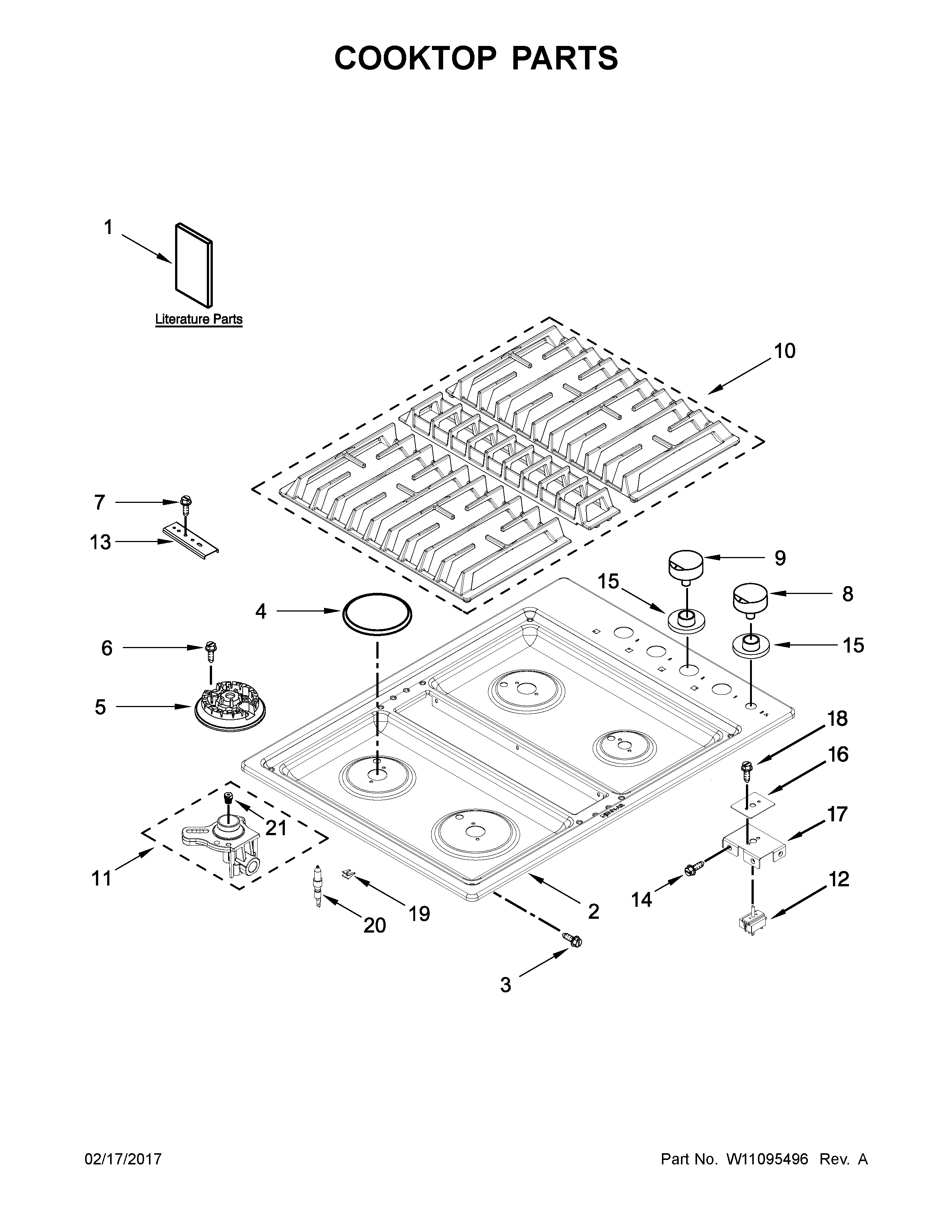 Jenn-Air JGD3430GB00 cooktop parts diagram