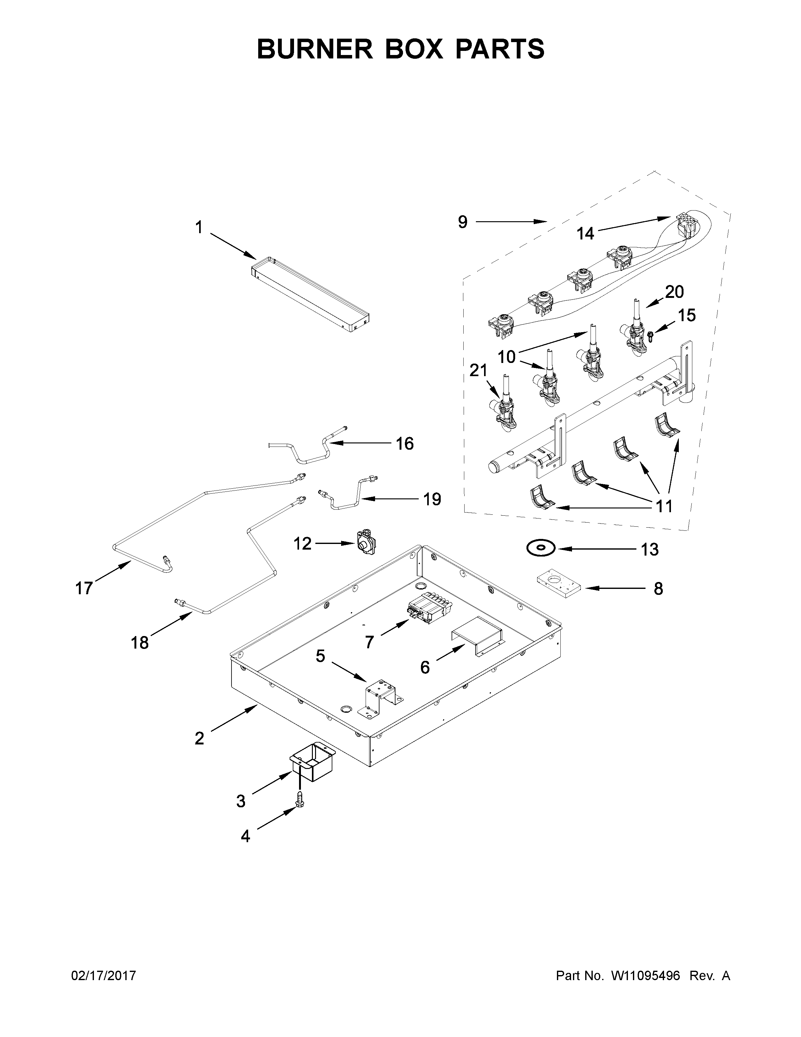 Jenn-Air JGD3430GB00 burner box parts diagram