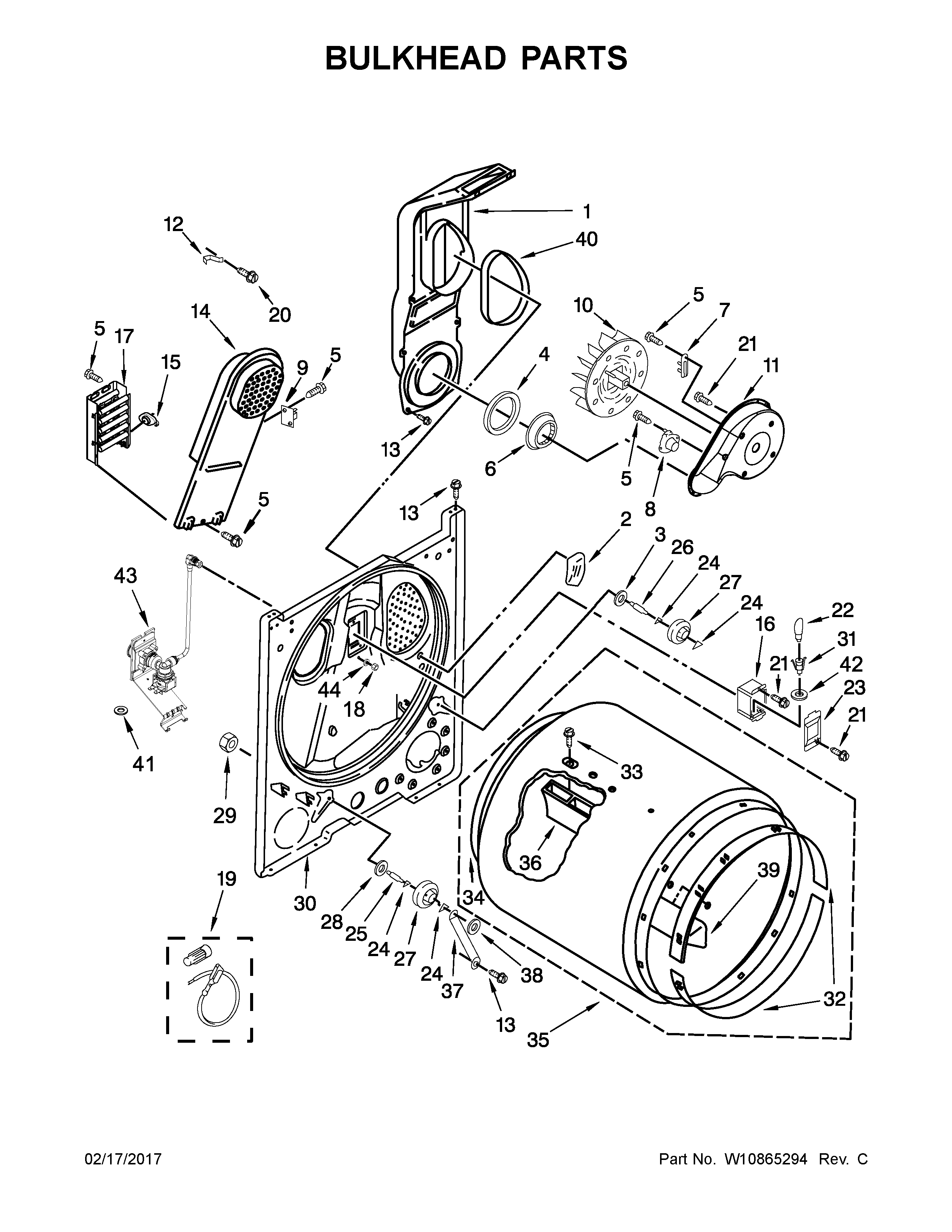 Maytag MEDB755DW2 bulkhead parts diagram