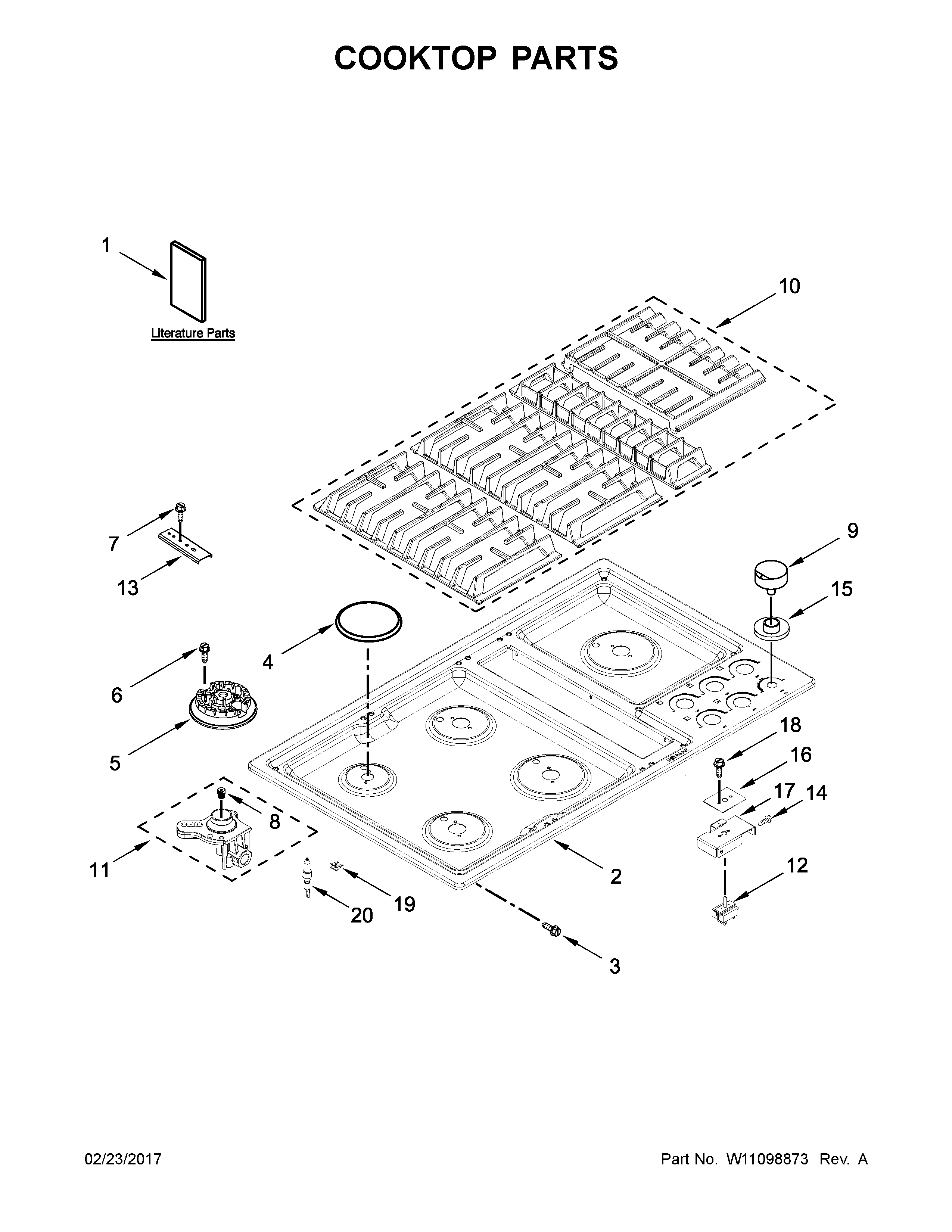 Jenn-Air JGD3536GB00 cooktop parts diagram
