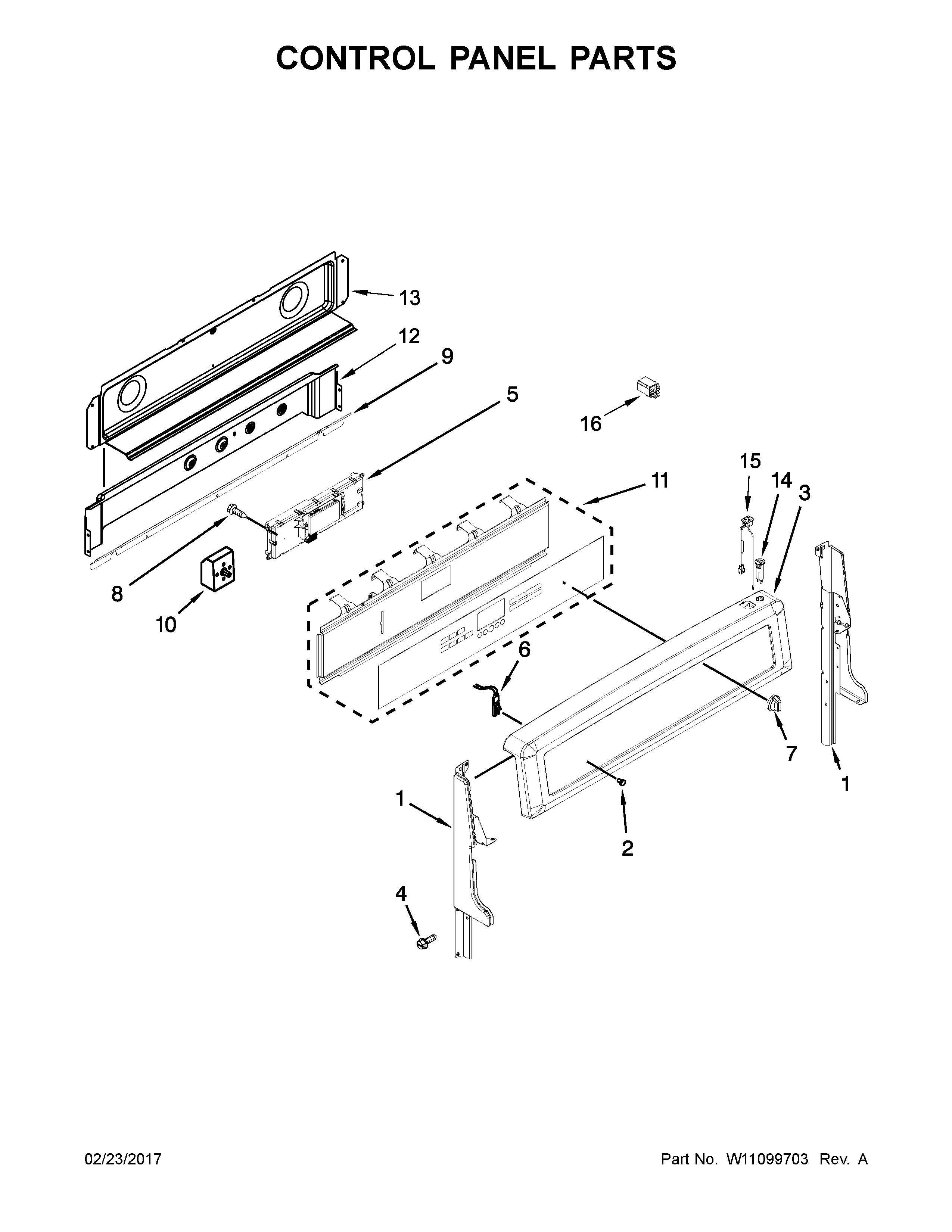 Maytag YMET8820DS03 control panel parts diagram