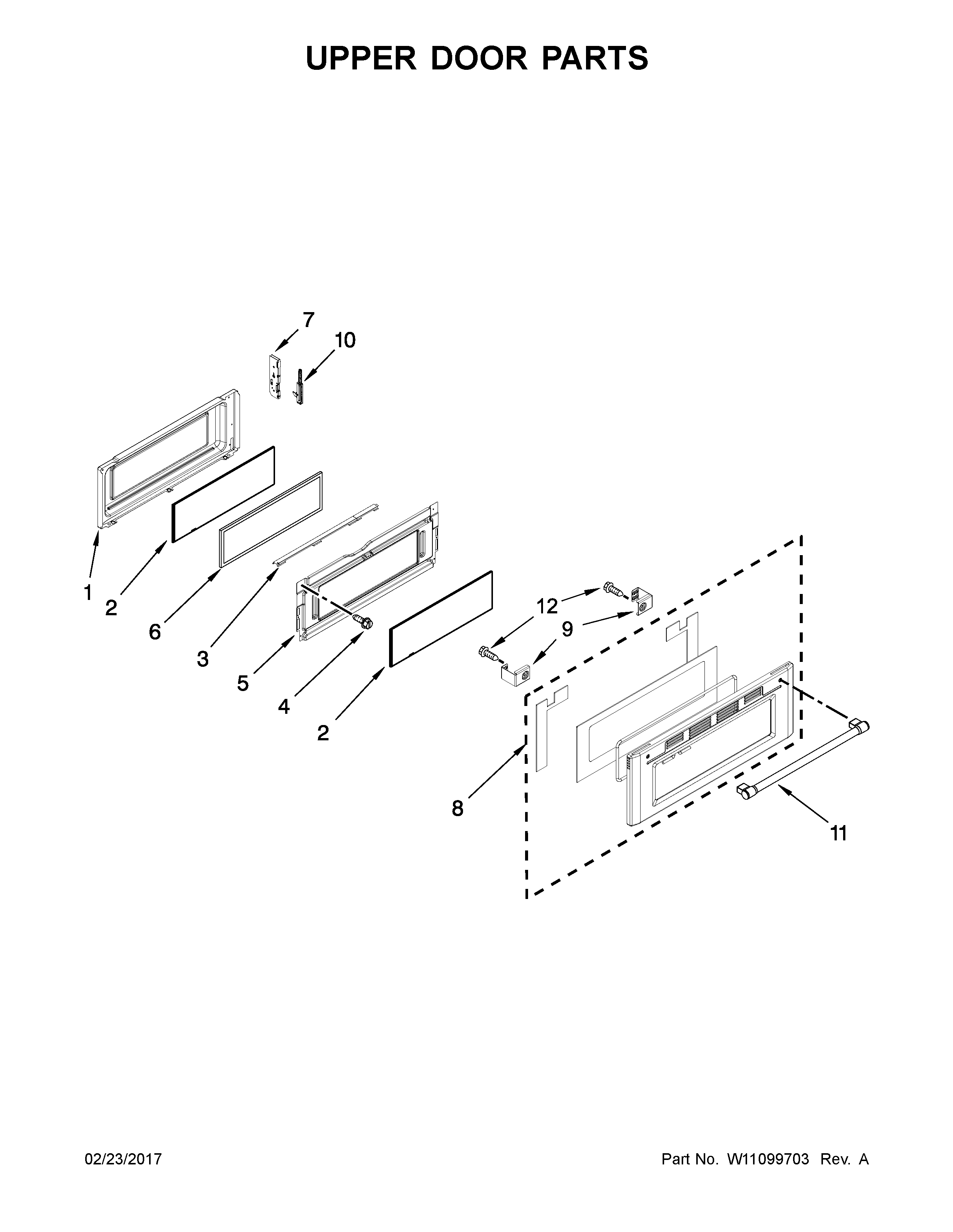 Maytag YMET8820DS03 upper door parts diagram